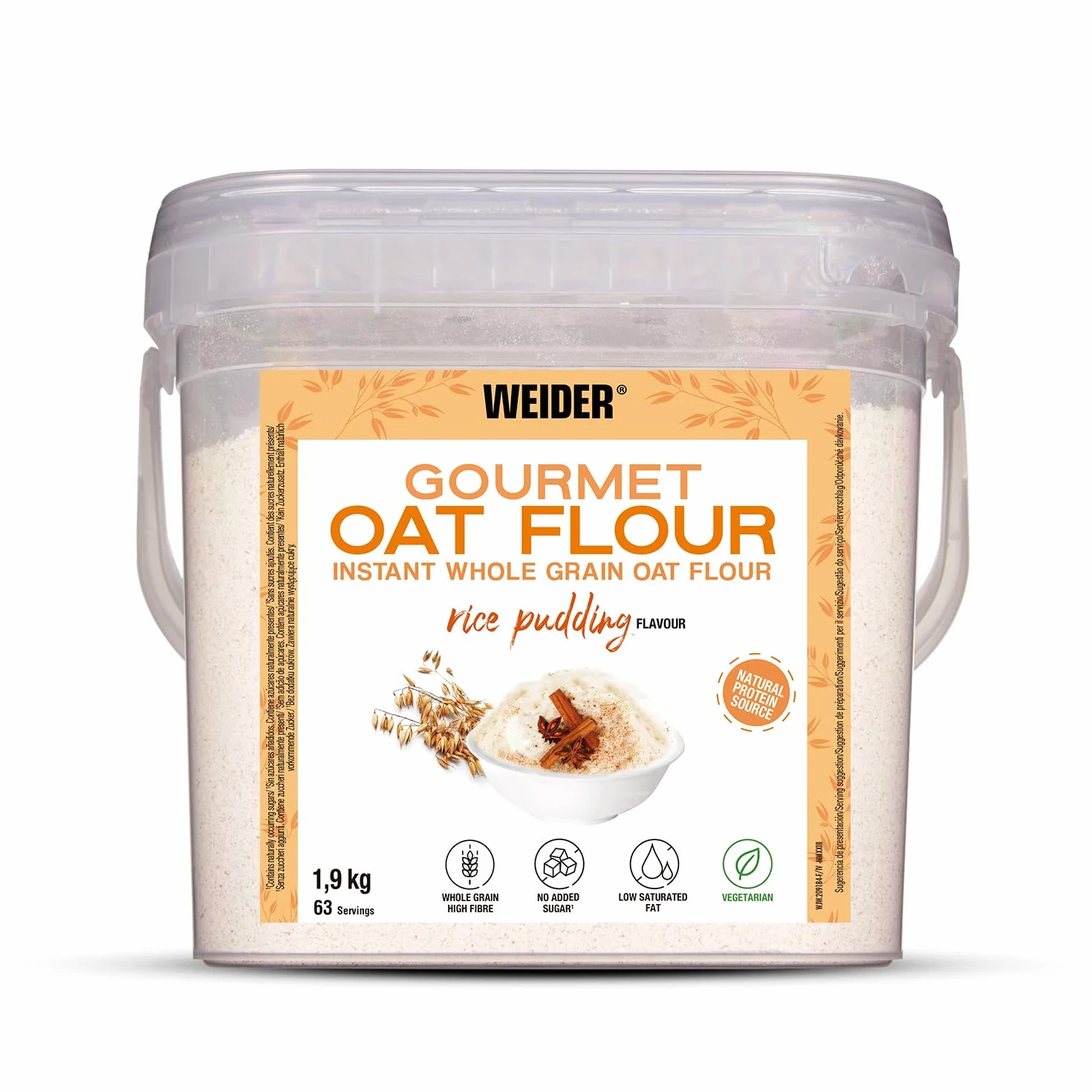 Weider Oat Gourmet Harina de Avena Integral Sabor Arroz con Leche 1,9 kg