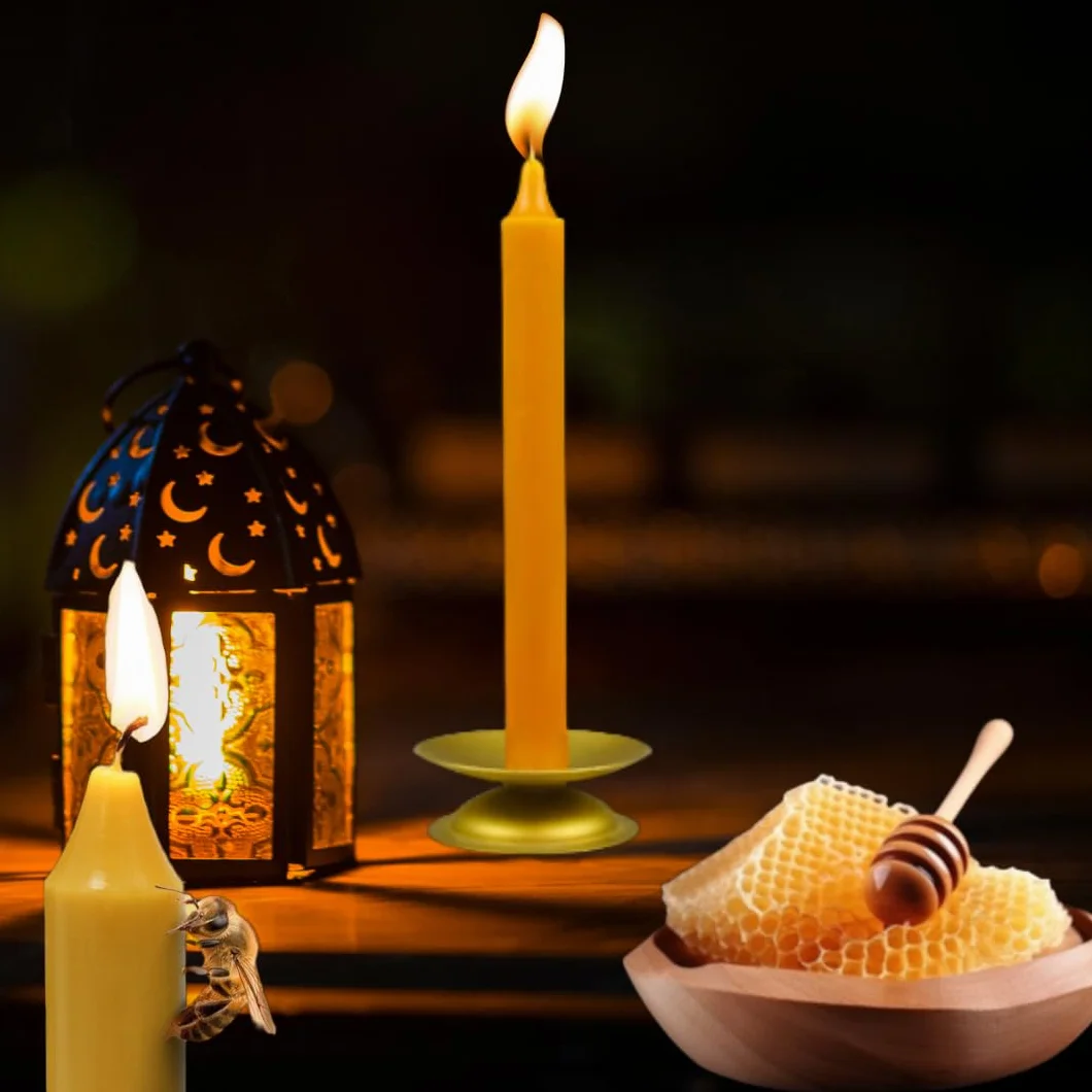 BB: Velas de Miel y Cera de Abeja Natural para Rituales, Hogar, Ecológicas, Aromáticas y Decorativas - Largas (Pack de 4, 20cm x 2cm)