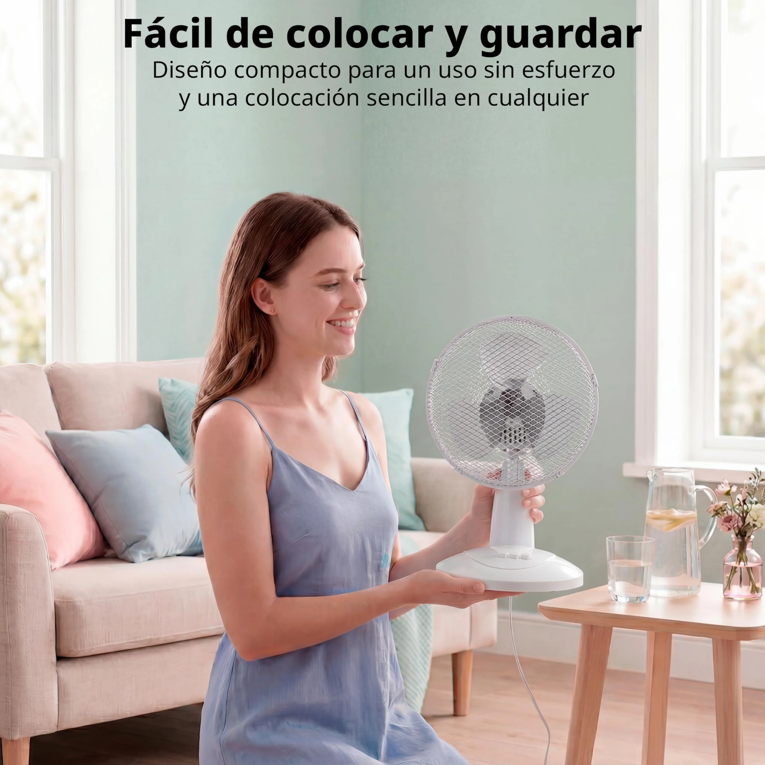 COMFEE Ventilador de Mesa 25W 23cm 2 Velocidades Oscilación 90º Silencioso