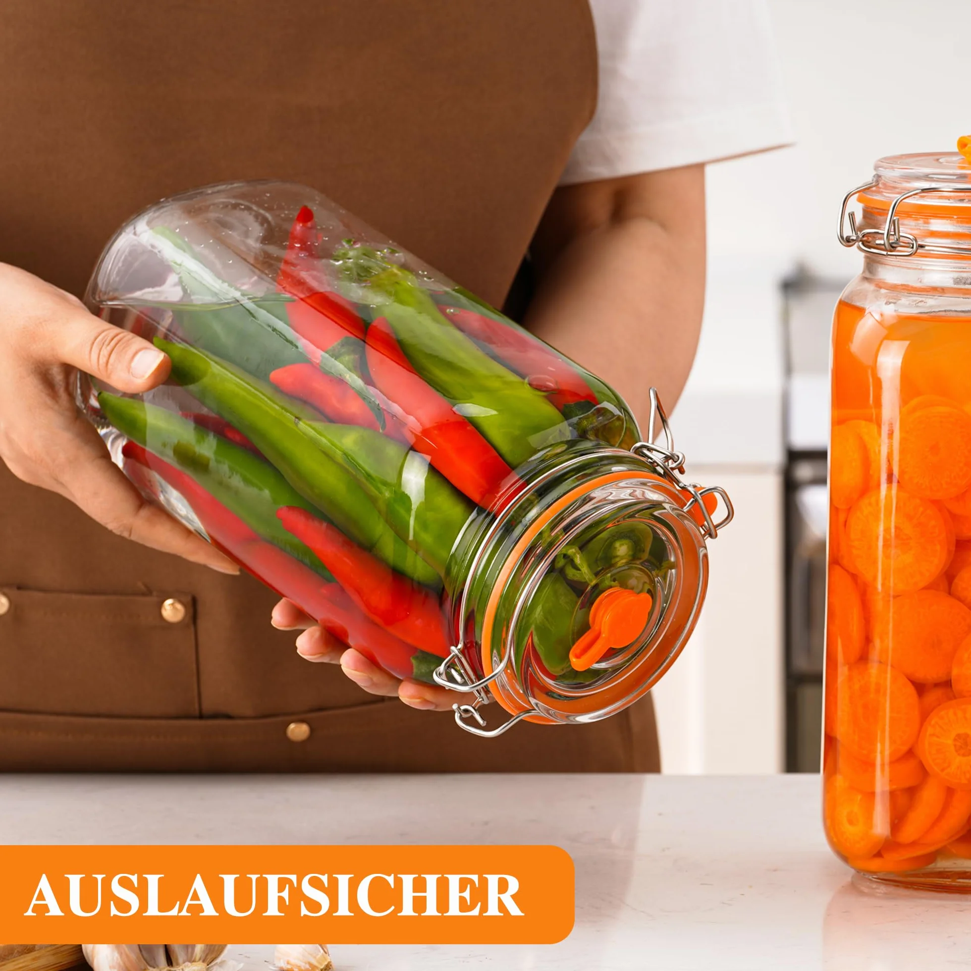 Tarros de fermentación de 2 litros con pesas y bloqueo de aire, kit de fermentación para chucrut, kimchi, kombucha y encurtidos, paquete de 2