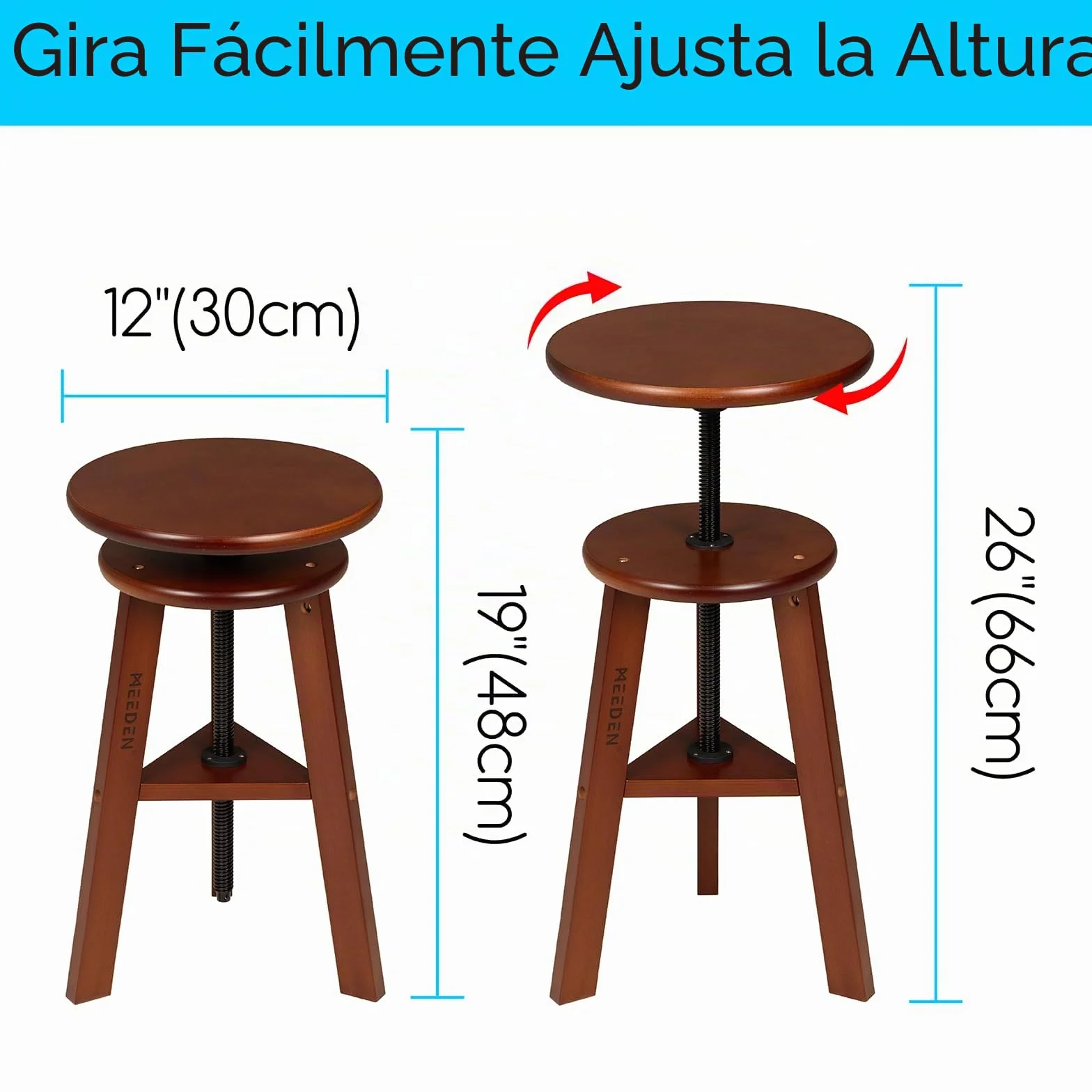 MEEDEN Taburete de Dibujo de Madera: Taburete de Pintura Ajustable en Altura de 48 a 66 cm - Taburete para Dibujo para Artistas y Adultos - Taburete de Arte para Estudio Barra Oficina Cocina