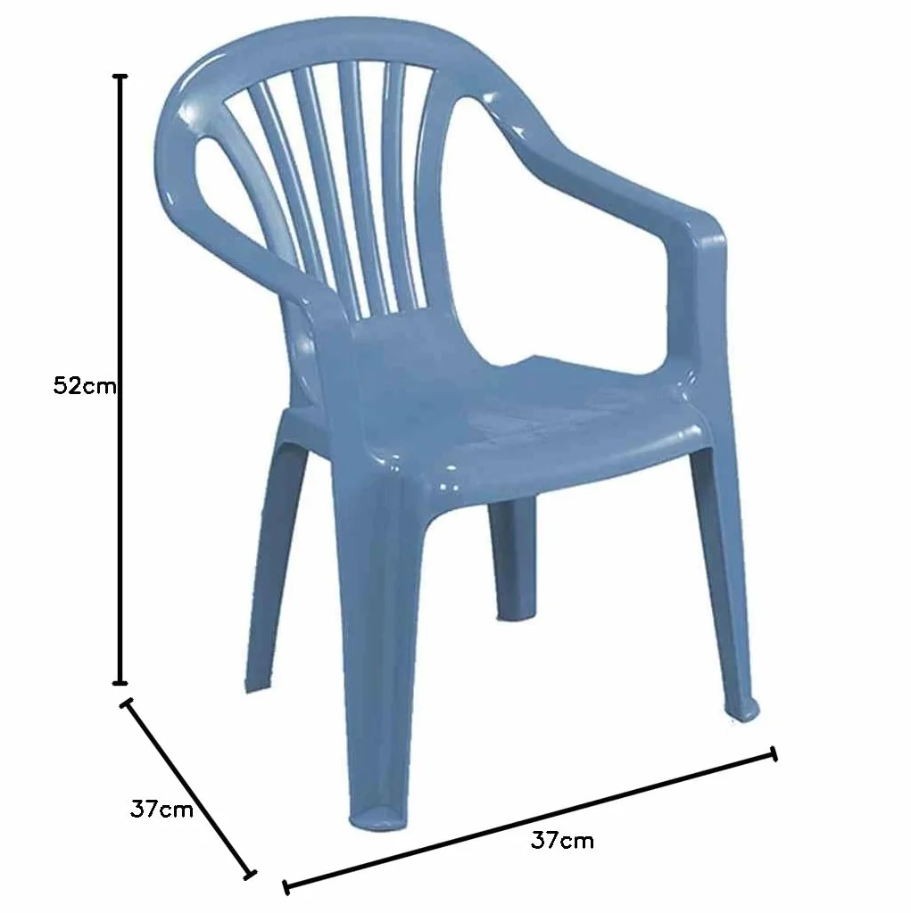 Silla de jardín apilable para niños, Made in Italy, 37x37x52 cm, Color Azul Claro