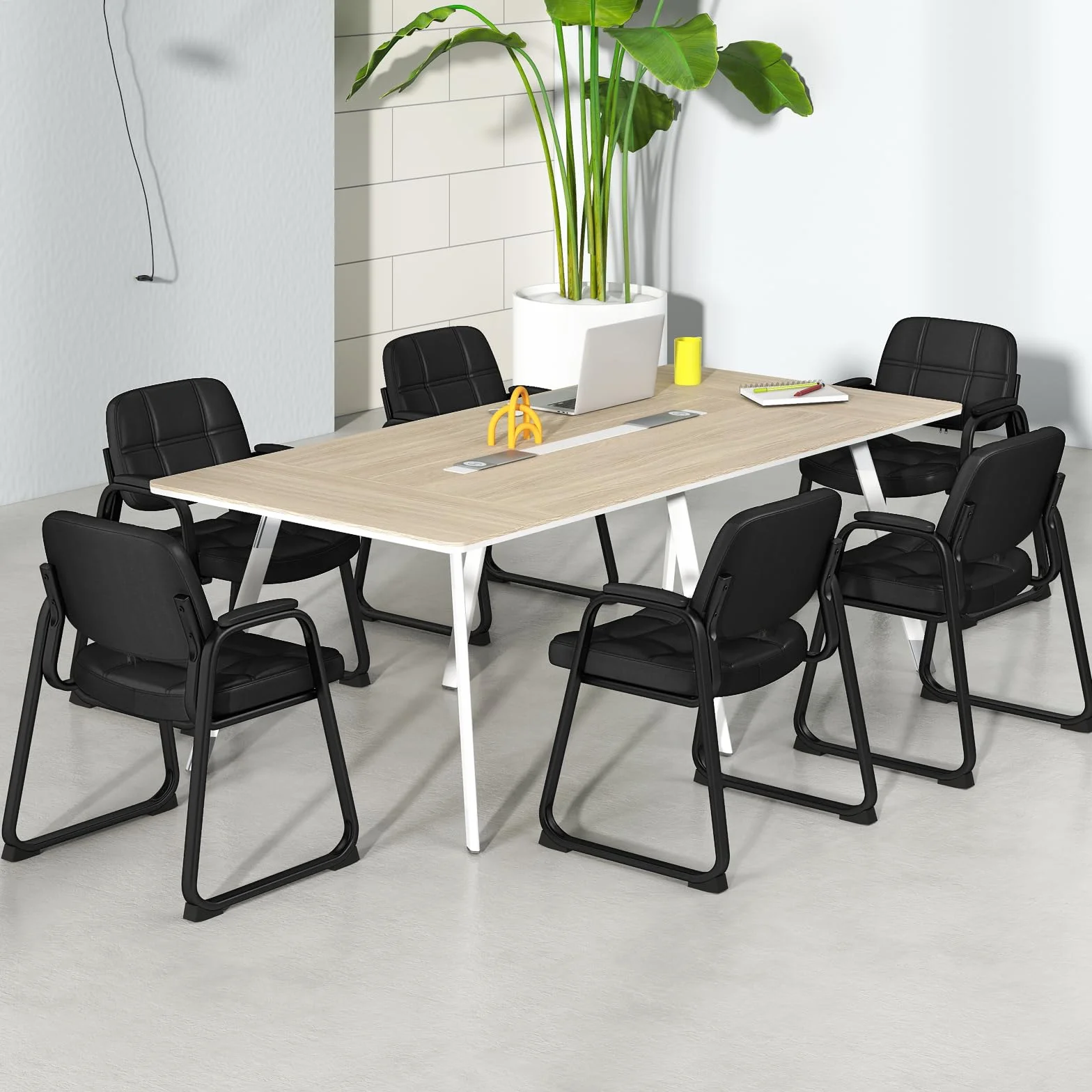 GIANTEX Set de 2 Sillas Confidente Acolchadas, Sillas de Conferencia de Cuero Artificial, Estructura de Metal, 64 x 60 x 82,5 cm