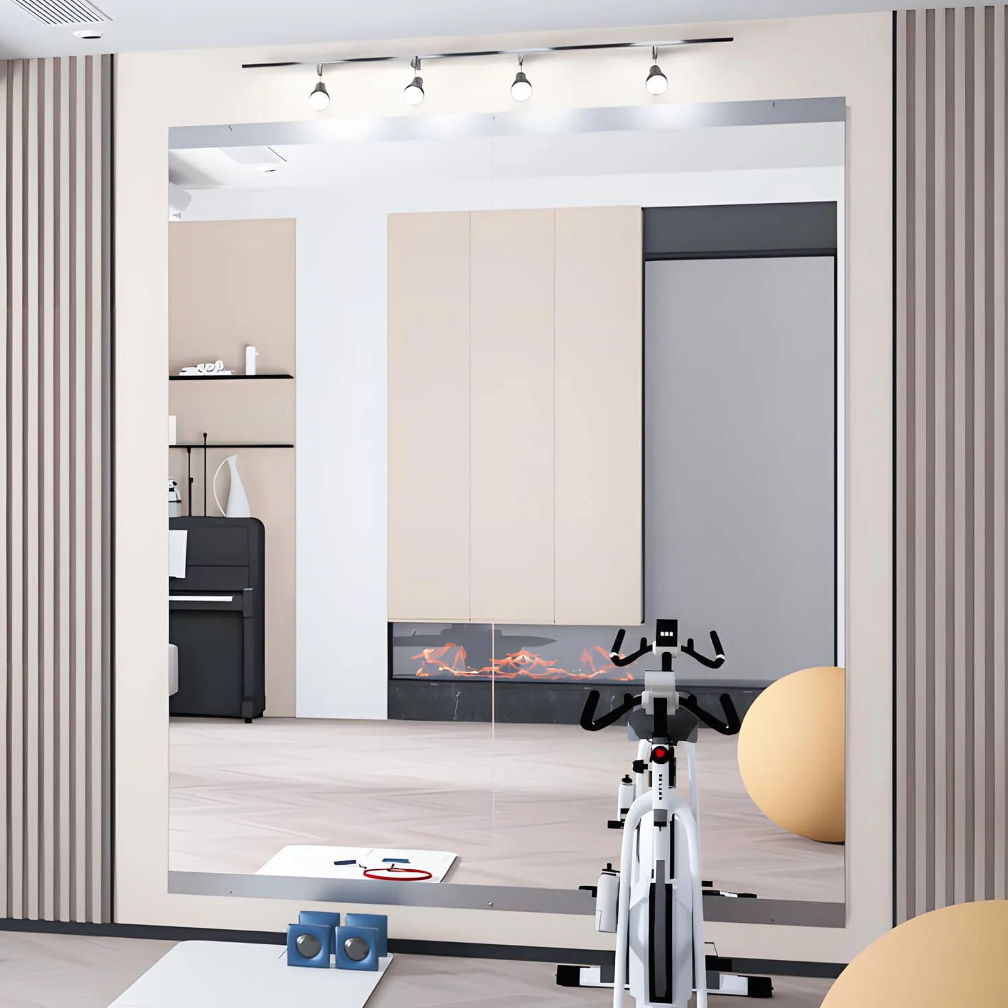 Espejo para Gimnasio doméstico, 2piezas 144,5 x 60 cm Espejo Grande para Yoga, Espejos sin Marco de Cuerpo Entero para Fitness, Vidrio Templado, Montaje en Pared para Estudio de Danza