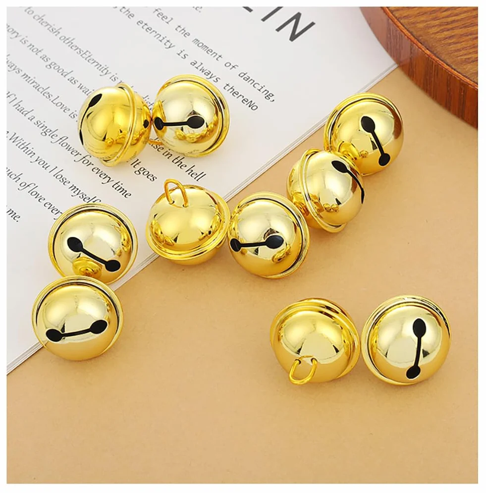 Cascabeles dorados 30 mm metal para manualidades protección contra corrosión