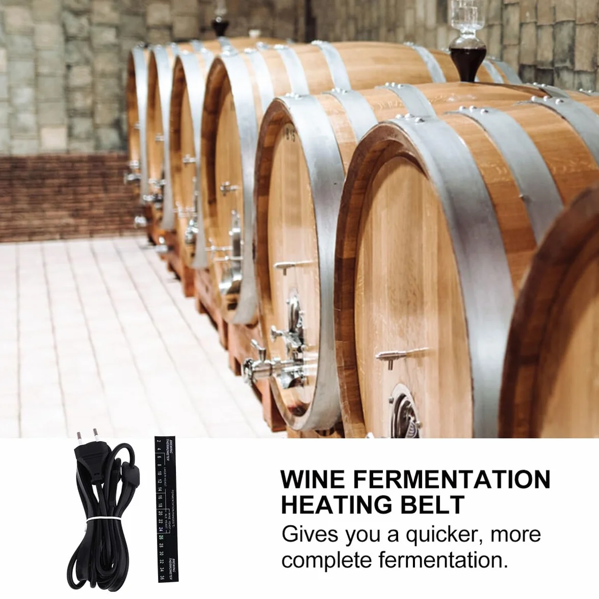Cinturón de Fermentación Eléctrico para Elaboración Casera de Cerveza y Vino Calentador de Flexible para Fermentadores y Fácil de Almacenar Enchufe UE Negro