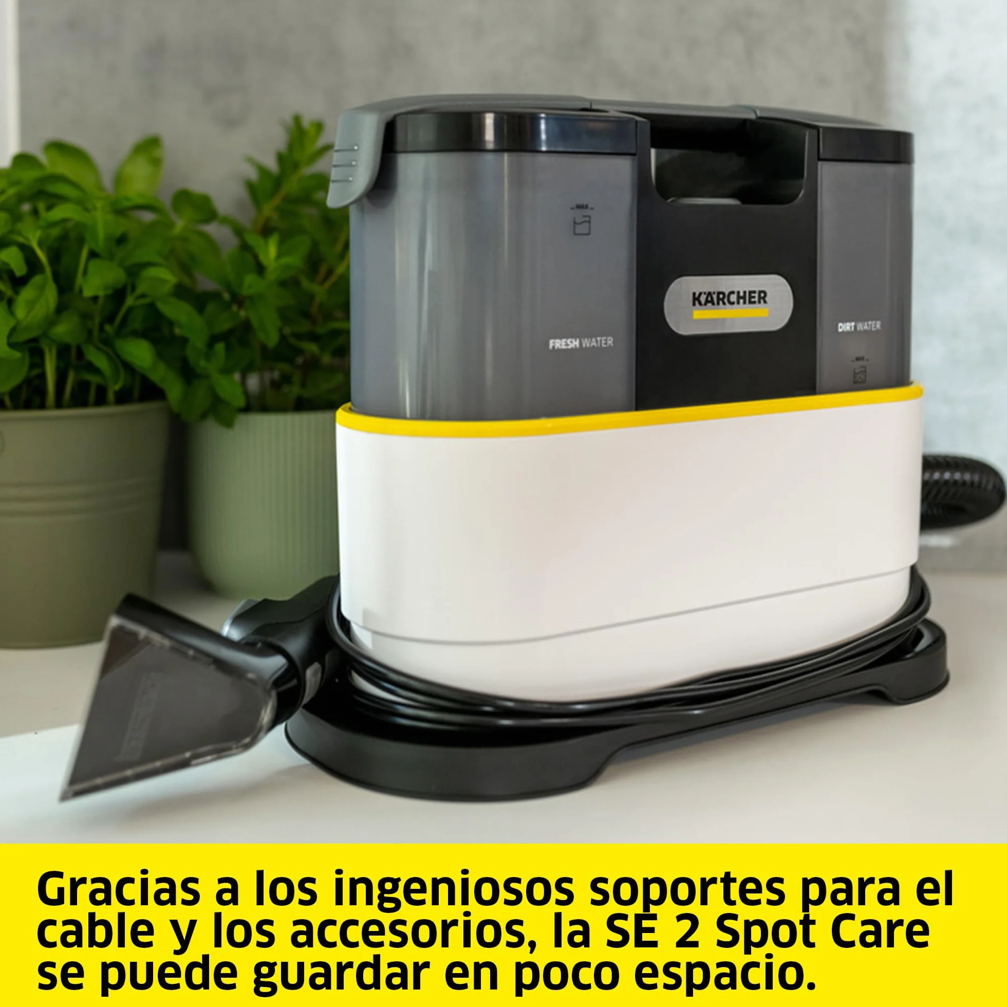 Kärcher lava-aspiradora SE 2 Spot Care, potencia: 450 W, depósito de agua limpia: 1,5 l, superficie: 2,89 m², peso: 4,2 kg, boquilla para tapicerías, boquilla para manchas, limpiador RM 519