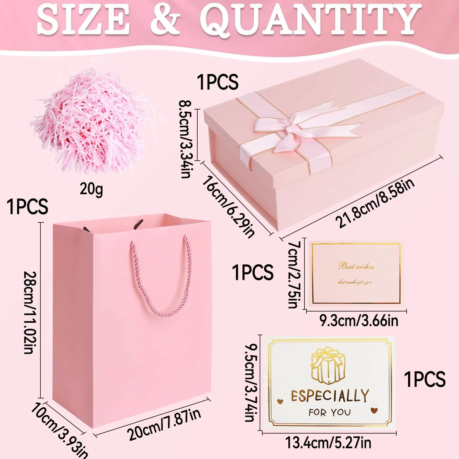 Caja Regalo Cumpleaños, Regalo Cuadrada Plegable con Bolsa, Caja de Regalo Grande con Tapa y Tarjeta para Bodas Aniversarios Fiestas San Valentín