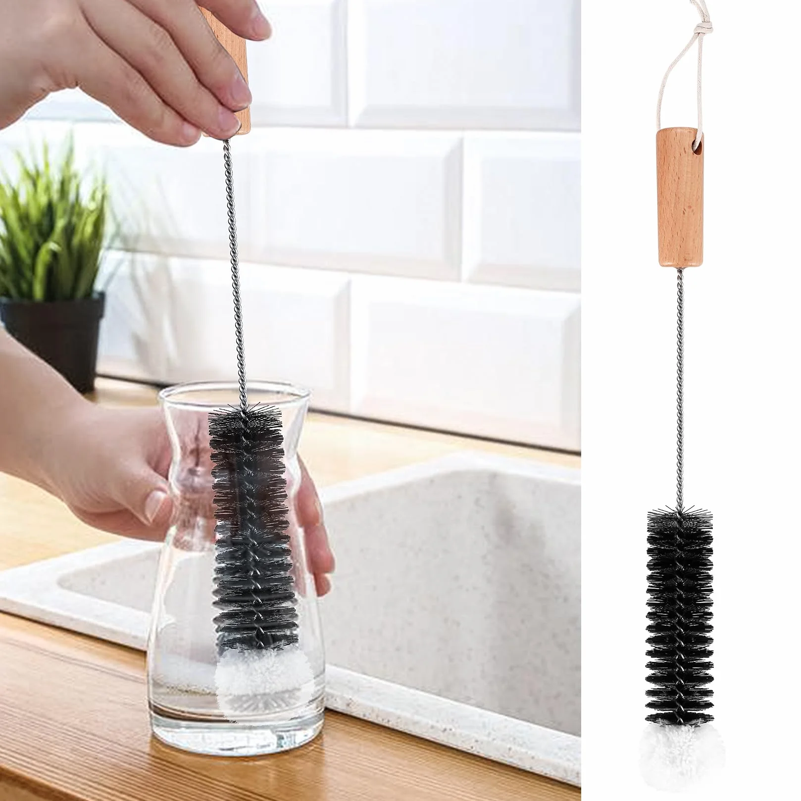Cepillo para Botellas de Cristal, Limpiador Compatible con Sodastream, 2 Piezas