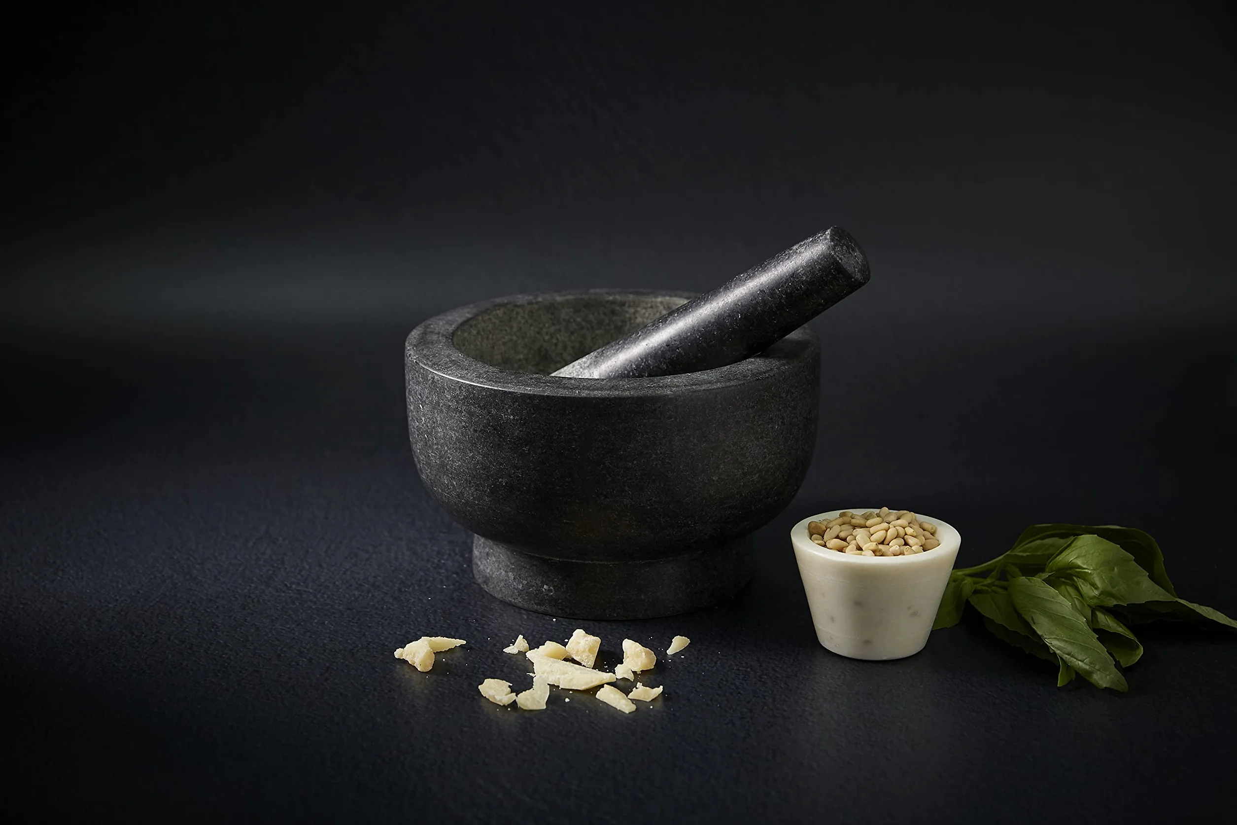 Cole & Mason Clavering 20cm Mortero de Piedra Para Cocina, Mortero y Mano, Gris Oscuro, Para Moler Especias y Hierbas, Granito, 2 Años de Garantía