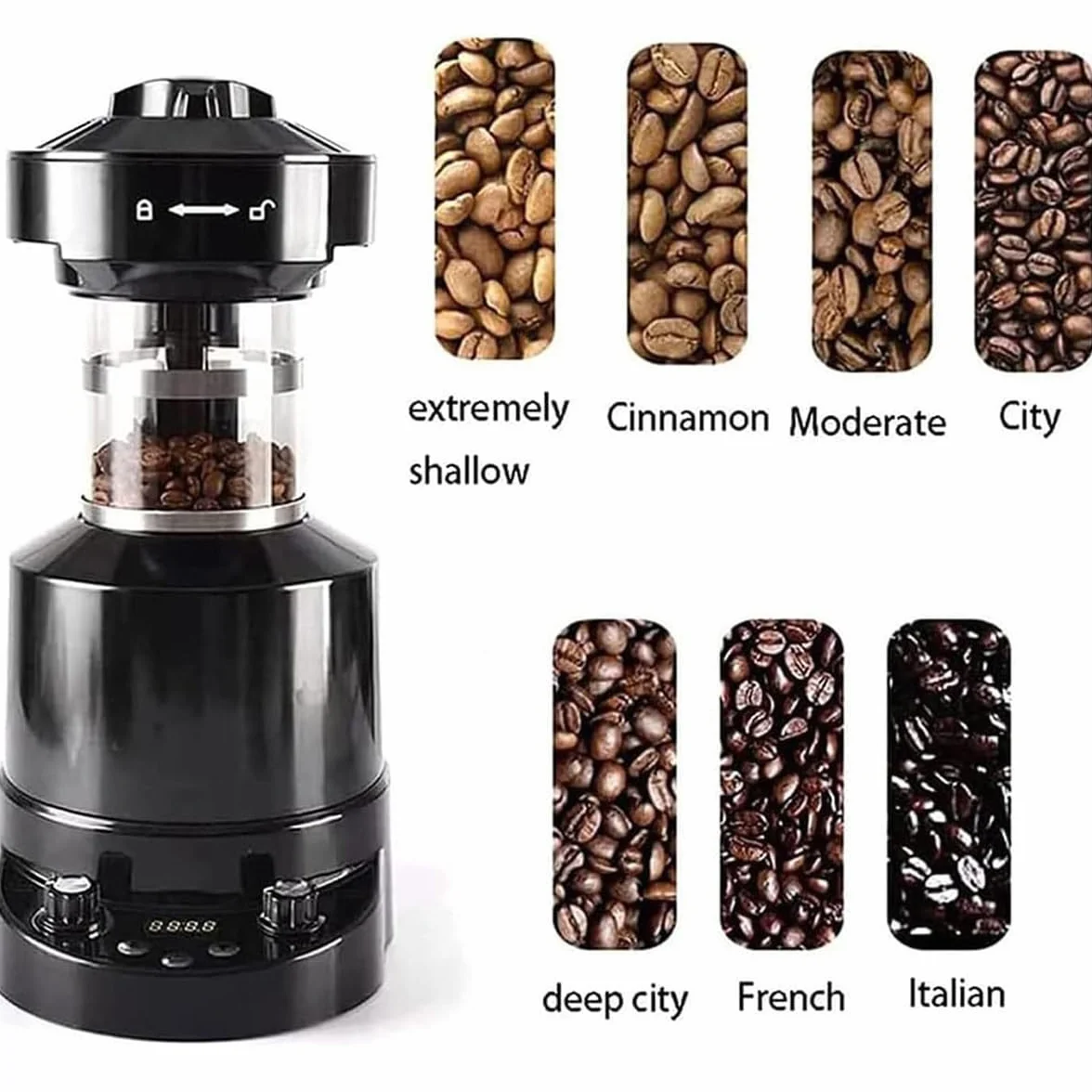 Máquina de tostador de café eléctrica comercial con temperatura ajustable