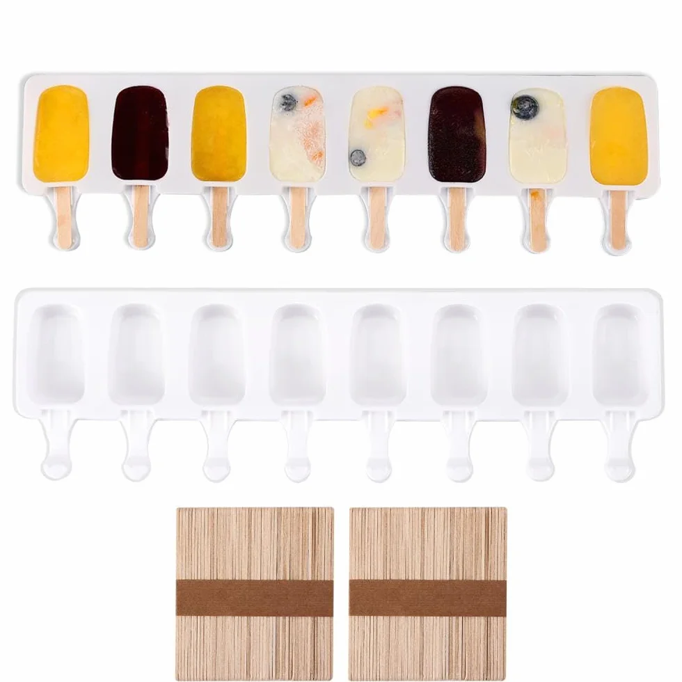 Moldes Helado Silicona Magnum Paletas sin BPA 100 Palitos Madera Natural