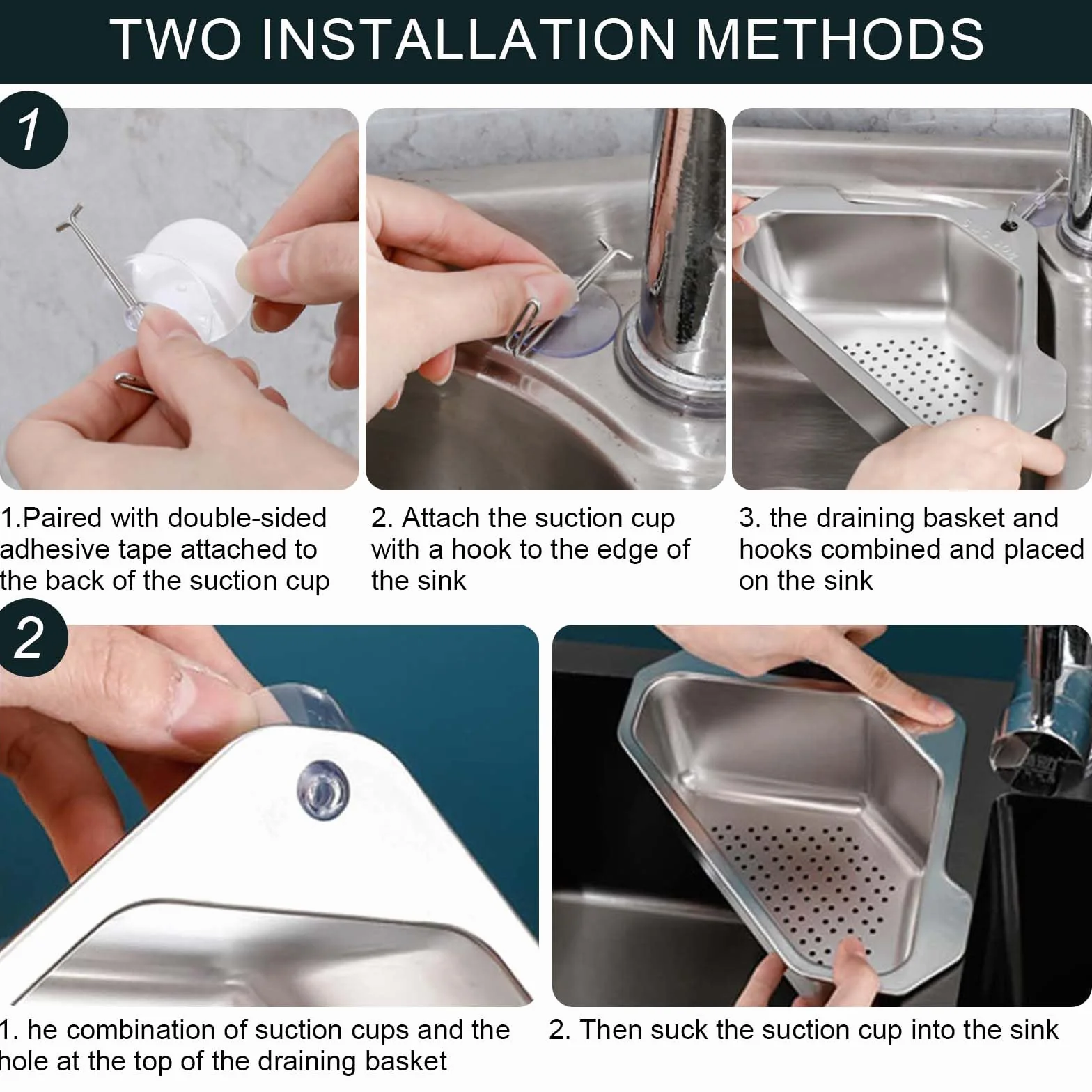 Cesta de Drenaje de Acero Inoxidable, Colador Triangular para Fregadero de Cocina