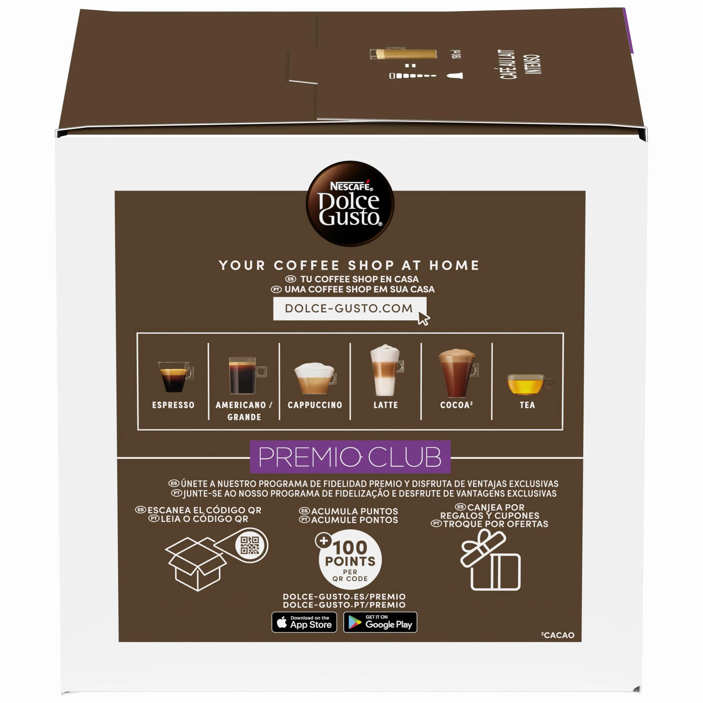 NESCAFÉ Dolce Gusto Café con Leche intenso Cápsulas de Café 48 Cápsulas Intensidad 9 Originales