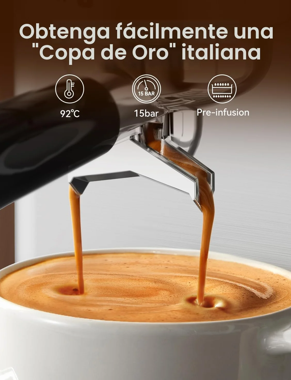Neretva Cafetera, Cafetera Espresso Profesional Con Manómetro Visible 1450W de Acero Inoxidable Depósito de 1,8L & Vaporizador Coffee Machine Doméstica 15 Bar - Espresso/Latte/Cappuccino/Machiato
