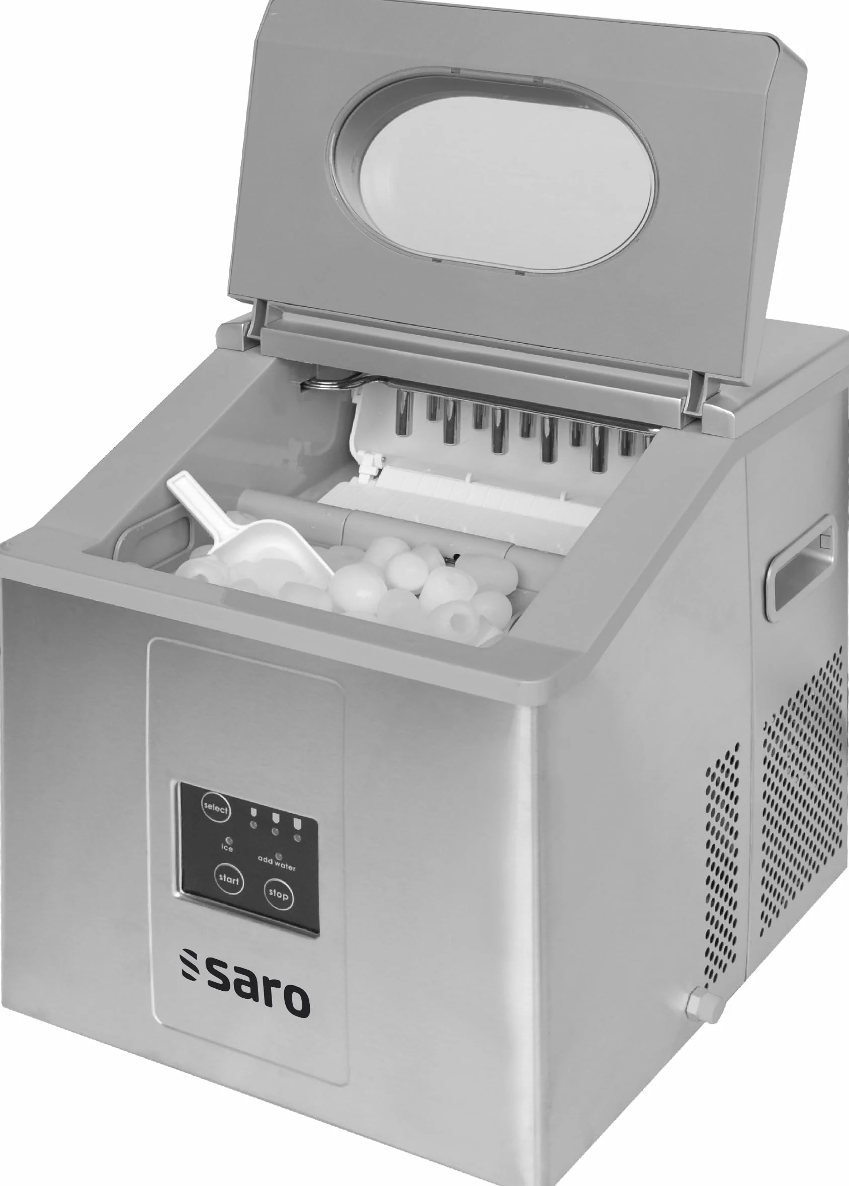 SARO EB 15 PRO Cubitera de acero inoxidable 15 kg/24 h 3 tamaños de hielo