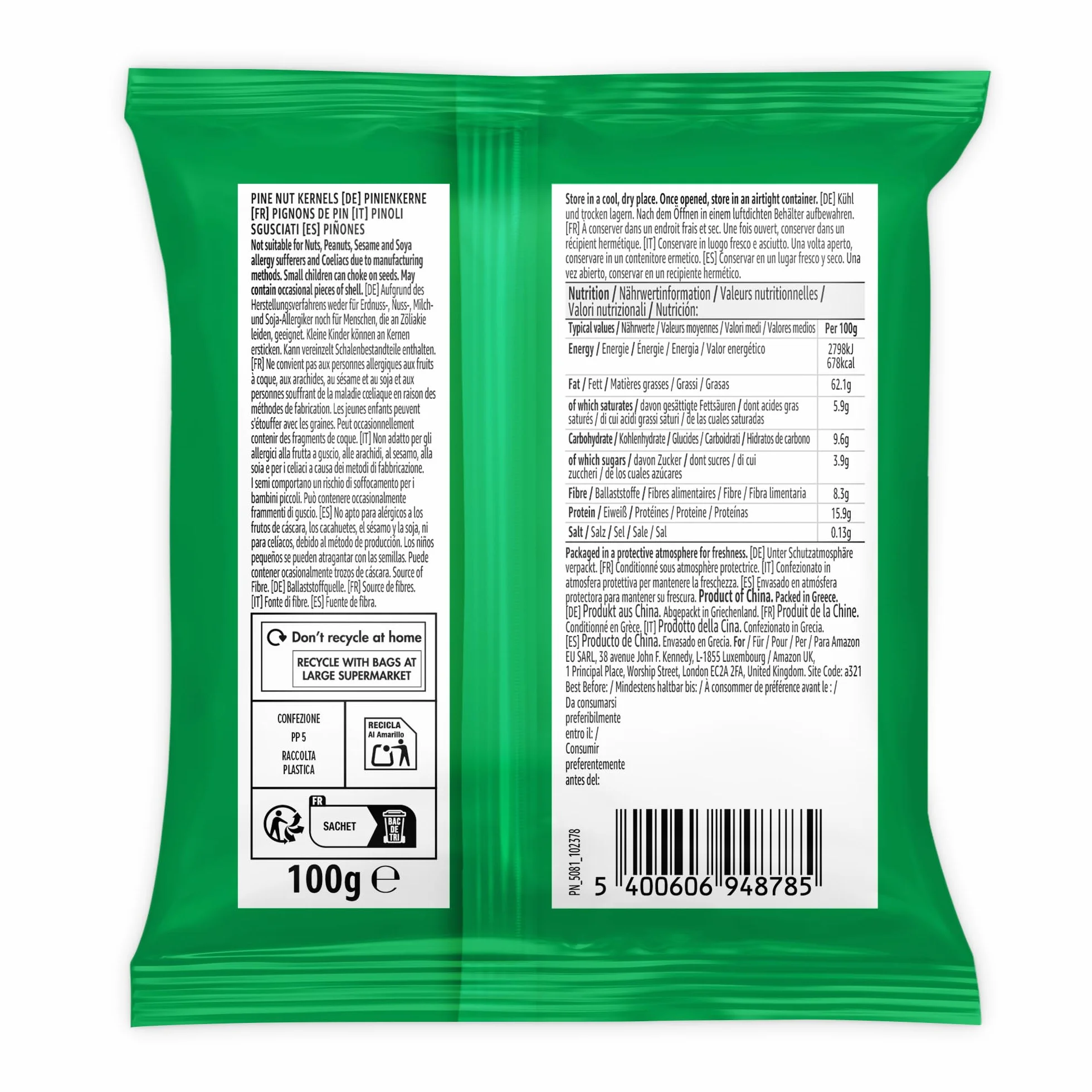 by Amazon PIÑONES, Sin sal, 100 g