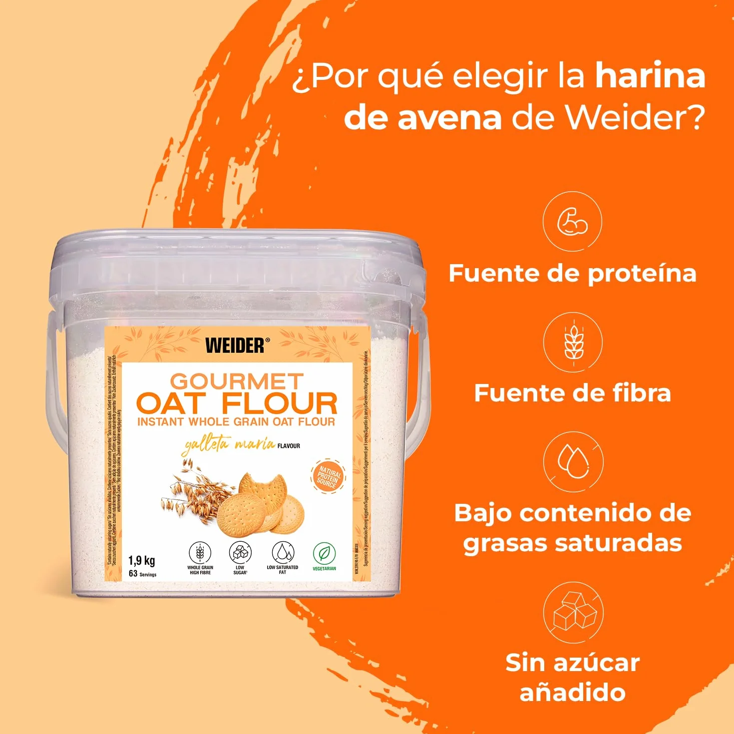 Weider Oat Gourmet Harina de Avena Integral 1,9 kg