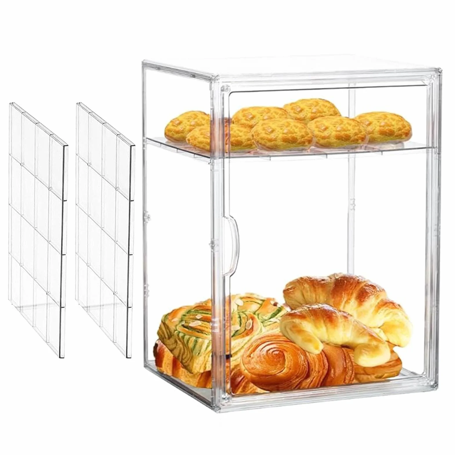 Contenedor Grande Ajustable De Acrílico Transparente | Esquinera para encimera, esquina, despensa, sándwich, tostada, hogaza, masa, bollo, mantequilla,
