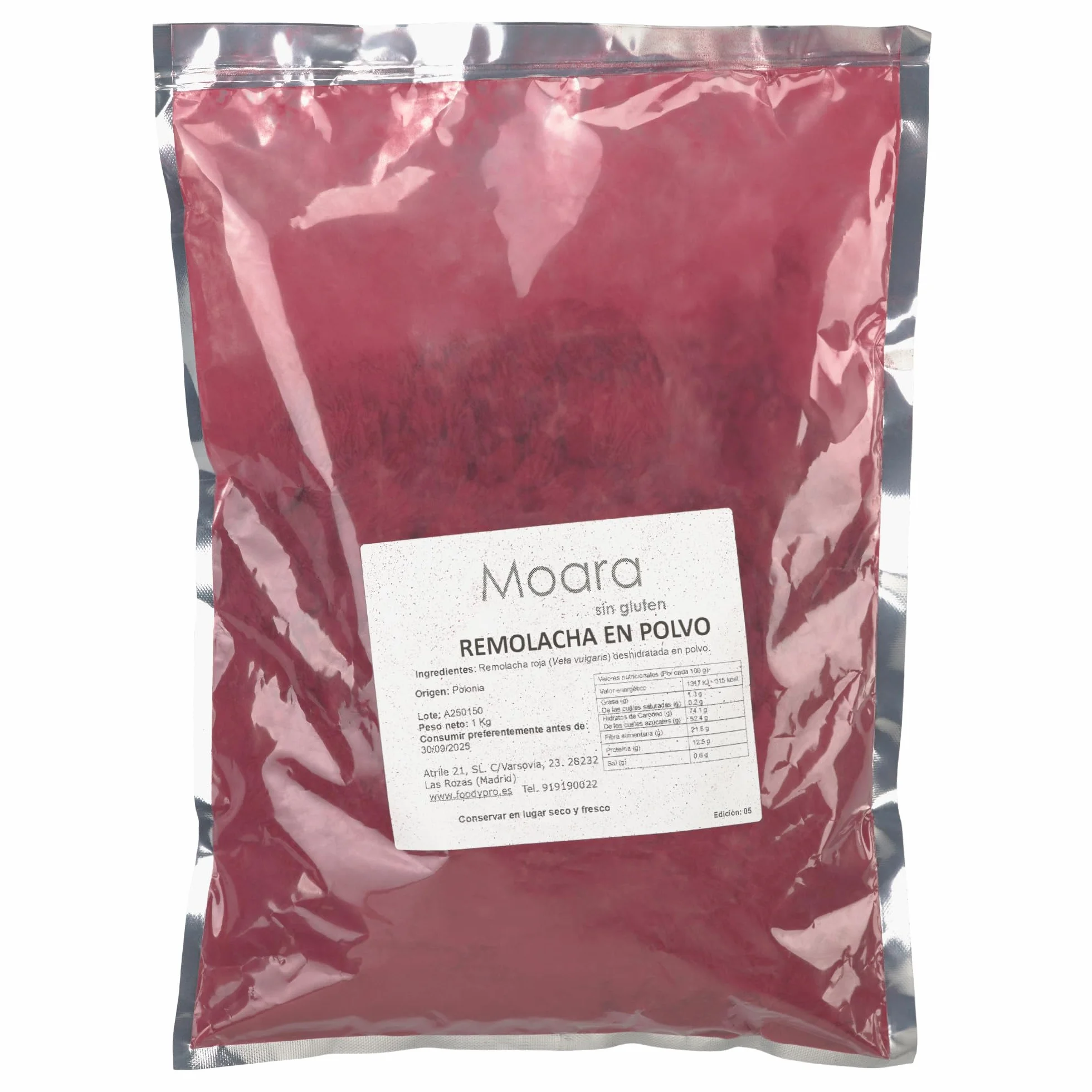 Remolacha Roja en Polvo 1kg, 100% Natural, Vegana, Sin Gluten, No GMO