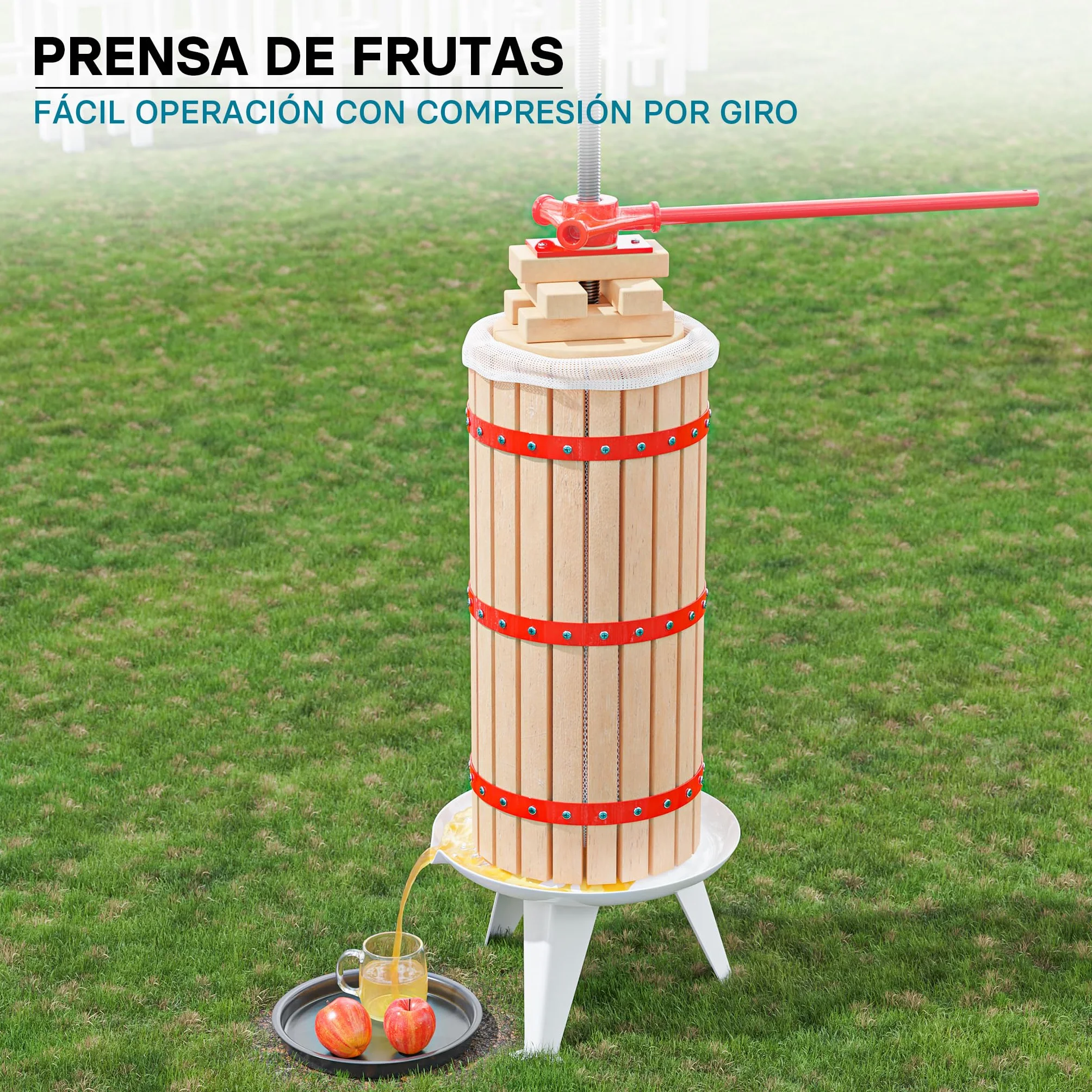 WilTec Prensa Fruta 30L Paños prensado 3X Prensa Mosto Prensa Vino Prensa Sidra Macerado Elaboración Bebida