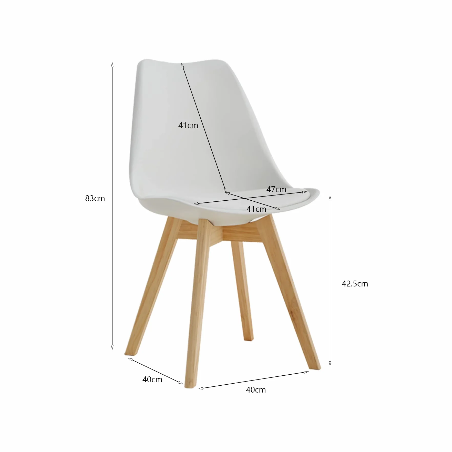 GrandCA HOME Pack de 6 Sillas de Comedor, Silla de Cocina con Patas de Madera de Pino, Sillas Tapizadas para Comedor, Sala y Cocina, Blanco