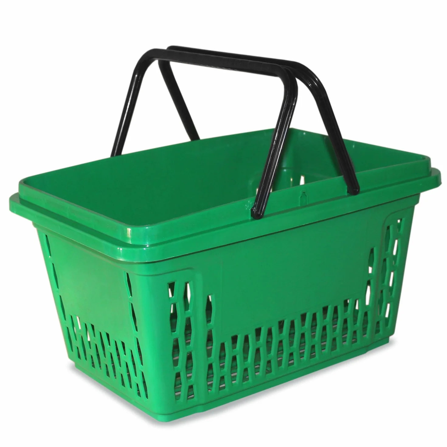 10 cestas de compra de plástico con asa – 21 litros – apilables – color verde – ideales para supermercados y tiendas