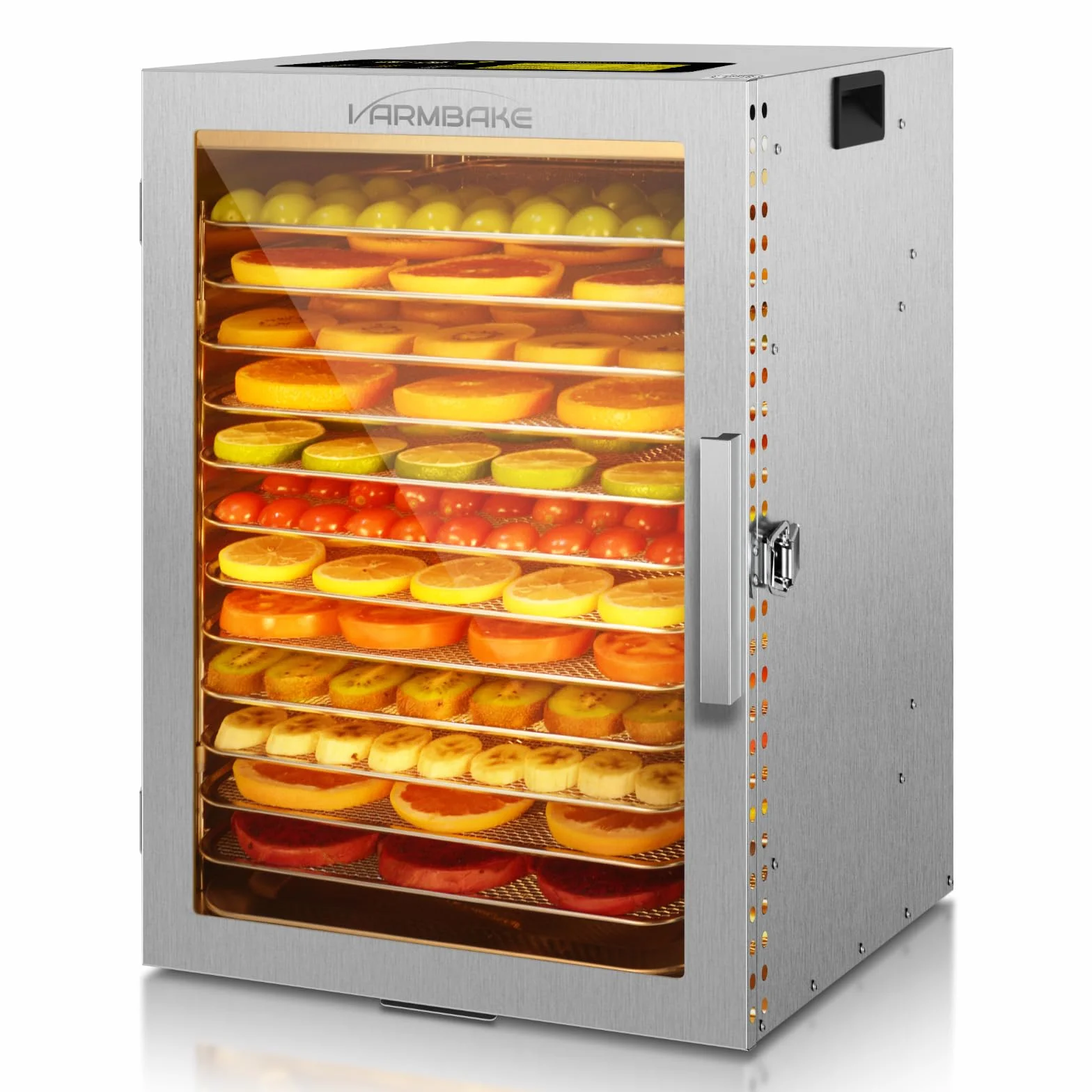 Deshidratador de alimentos 800 W, 12 bandejas acero inoxidable, 10.9 ft², control temperatura 190ºF, temporizador 24H