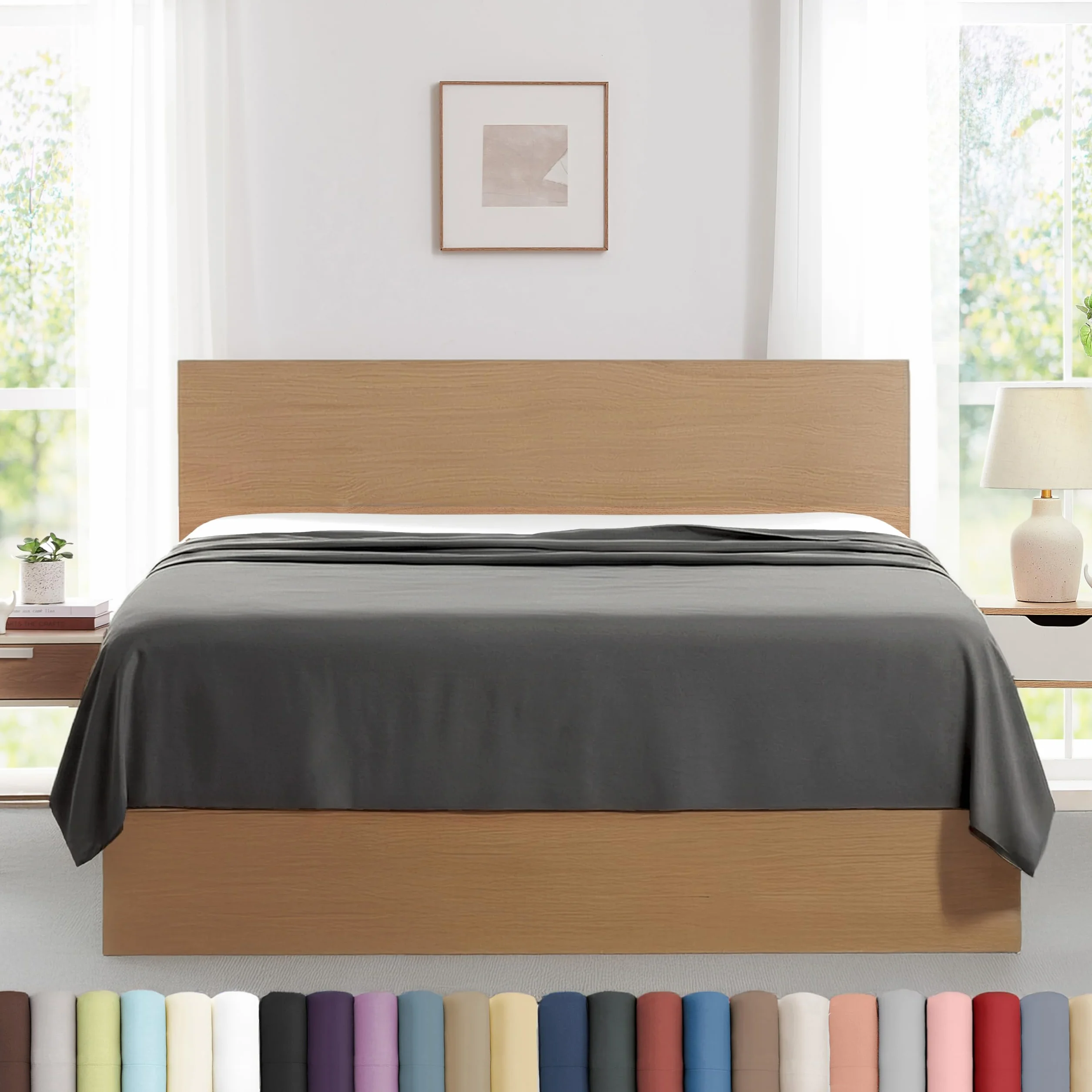 Southshore Fine Living, Inc. Paquete de 2 sábanas encimeras tamaño King, sábanas de primera calidad, 112 x 102 pulgadas, la sábana superior King se mantiene metida en colchones profundos, juego de