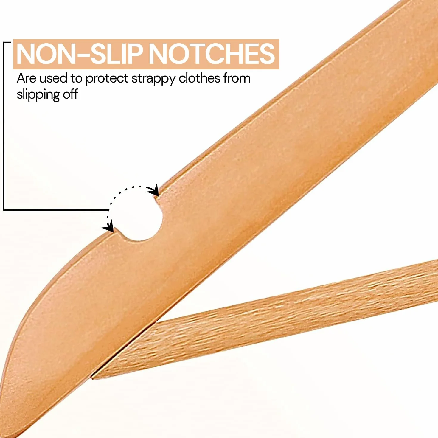 Perchas Madera Maciza con Gancho Giratorio 360, Pack 20 Unidades, Natural, para Organizar Ropa