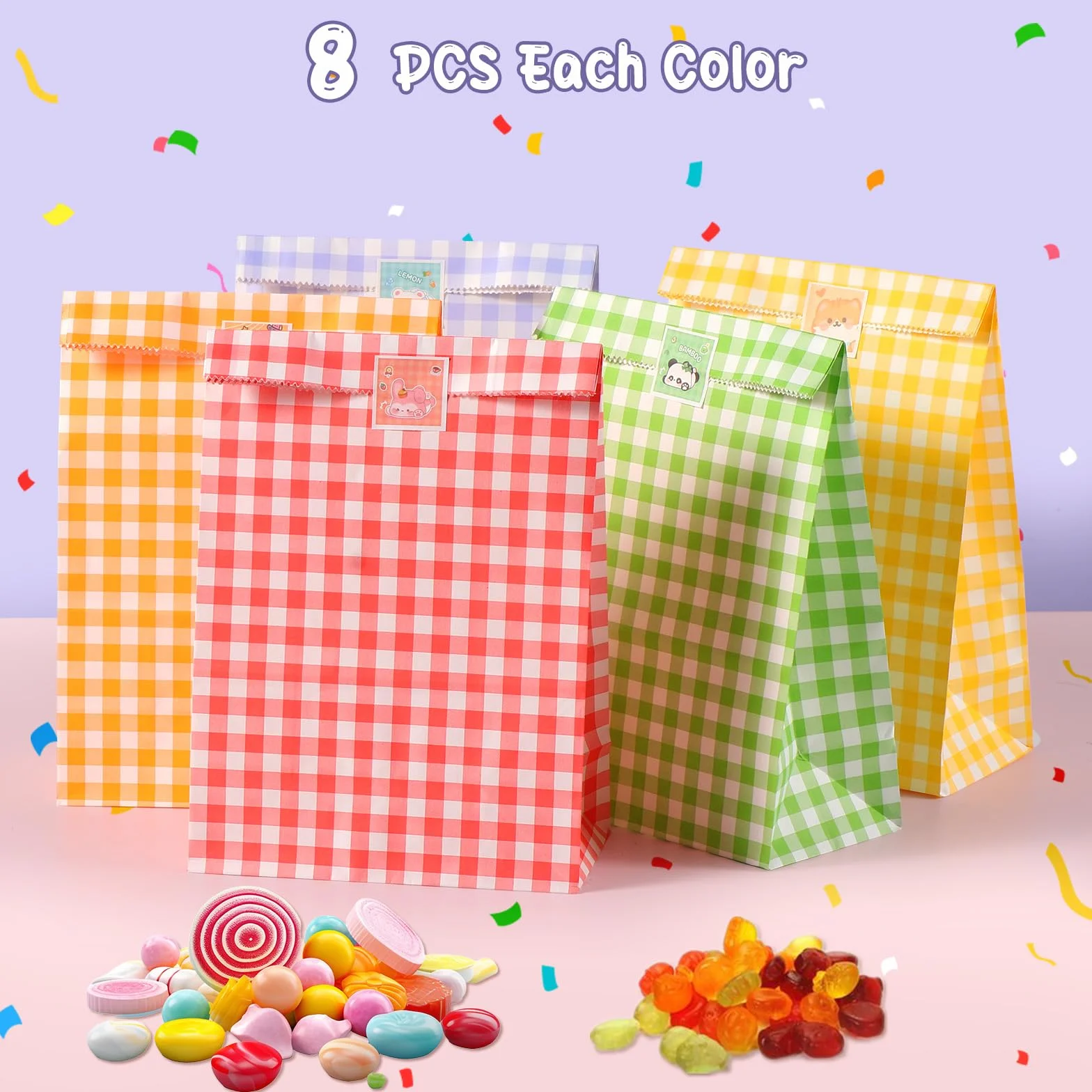 Blendura Bolsas Chuches Cumpleaños, 40 PCS Bolsas de Papel de Colores Bolsas Regalo Cumpleaños, Bolsas Regalo Infantil para Envolver Regalos, Bodas
