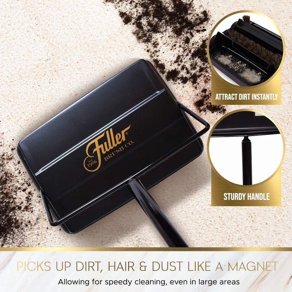 Fuller Brush Barredora electrostática para alfombras y Pisos con Rotor de Goma Adicional, 9 Pulgadas, Color Dorado Rico