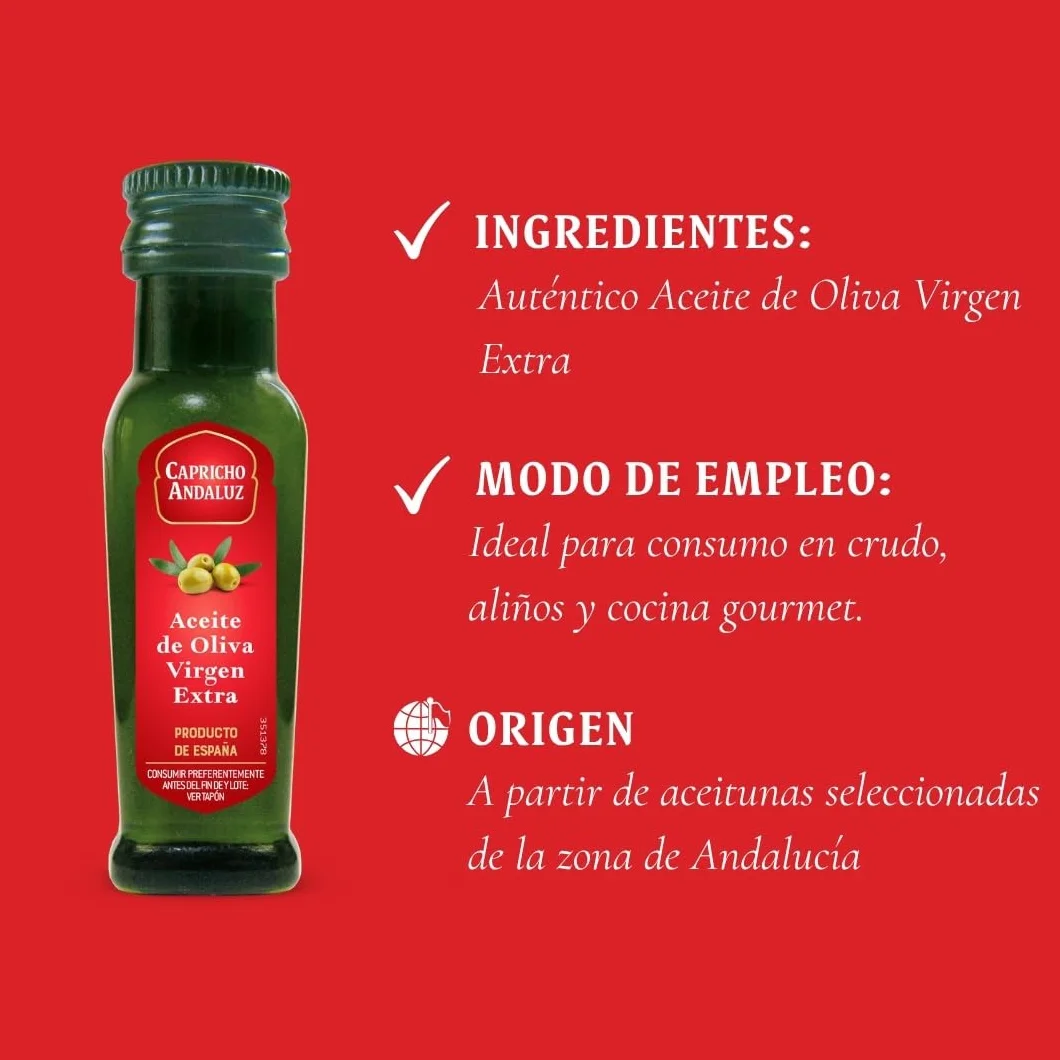 Aceite de Oliva Virgen Extra Capricho Andaluz 20ml Bandeja 50 Unidades Monodosis