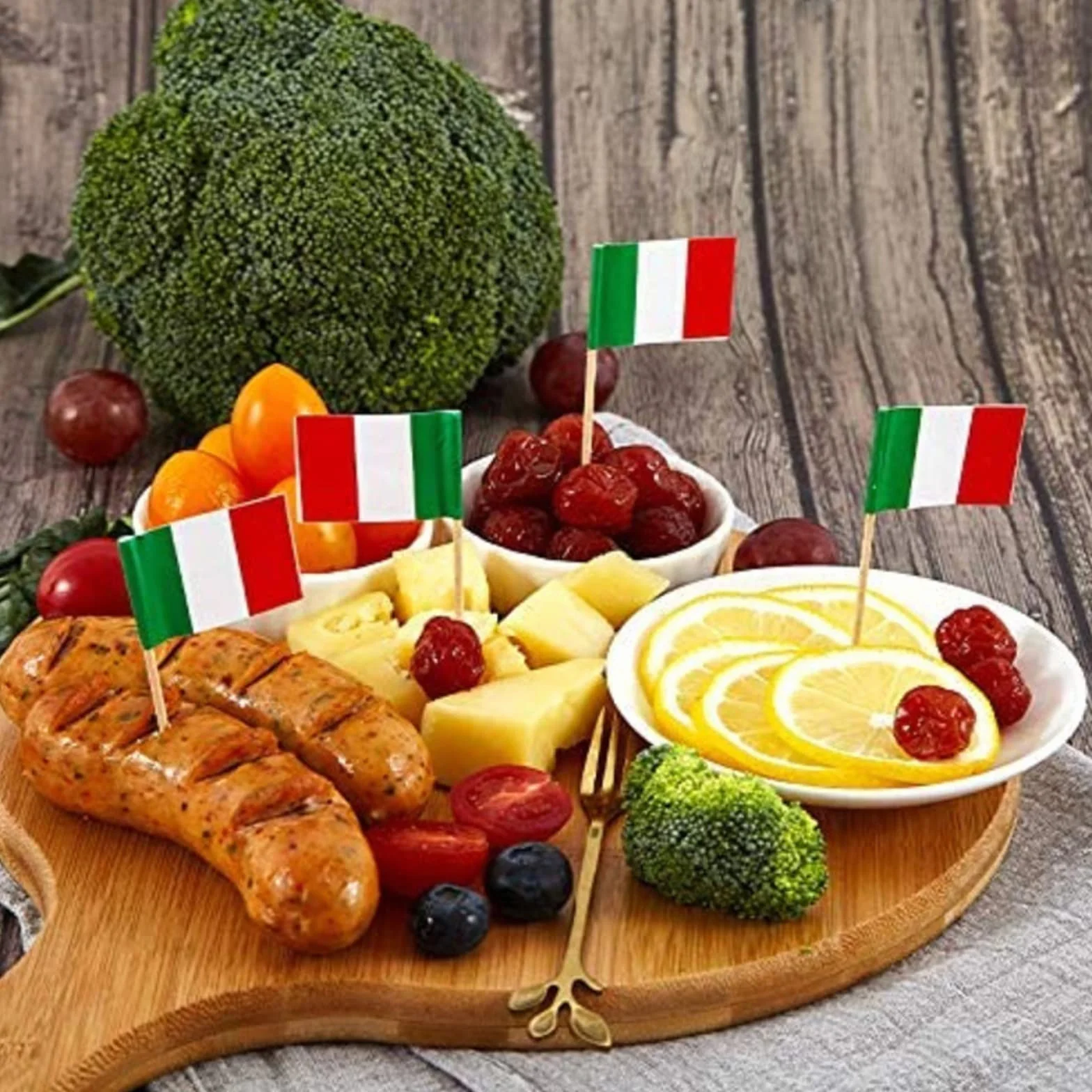 Palillos de dientes de Italia, 100 palillos decorativos, palillos para frutas, Día Nacional, bar, boda, Navidad, San Valentín, comida bebida, decoración para la comida