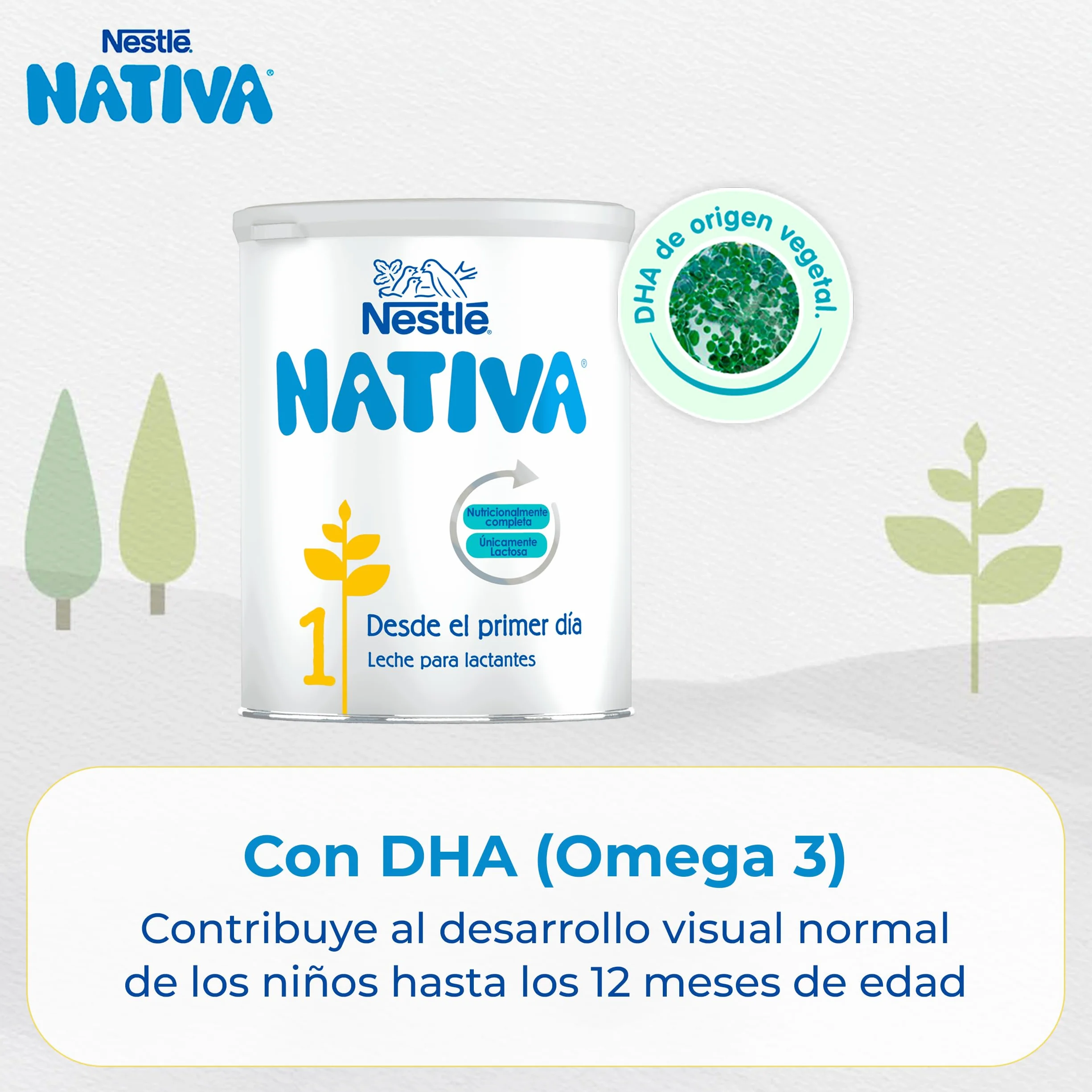 Nestlé NATIVA 1 Leche para bebés en polvo, bote 800g