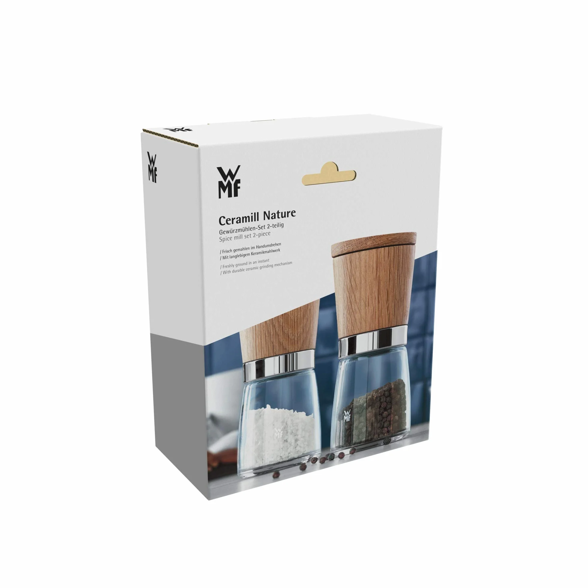 WMF Ceramill Natura Juego 2 Molinillos Sal Pimienta Madera 13,8 cm Ø 6 cm Cerámica