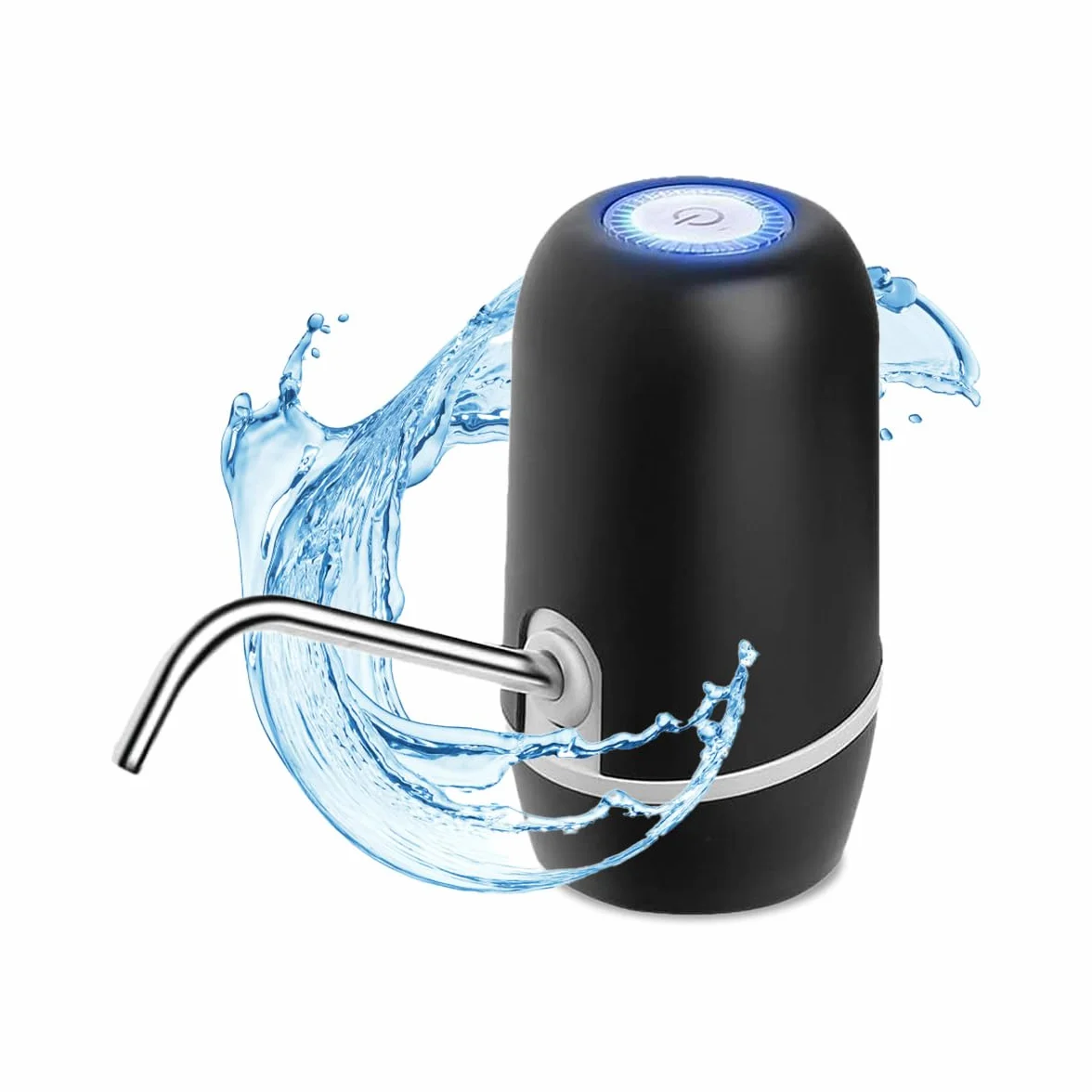 NK Dispensador de Agua Automático Carga USB 1200mAh Acero sin BPA Negro 16cm
