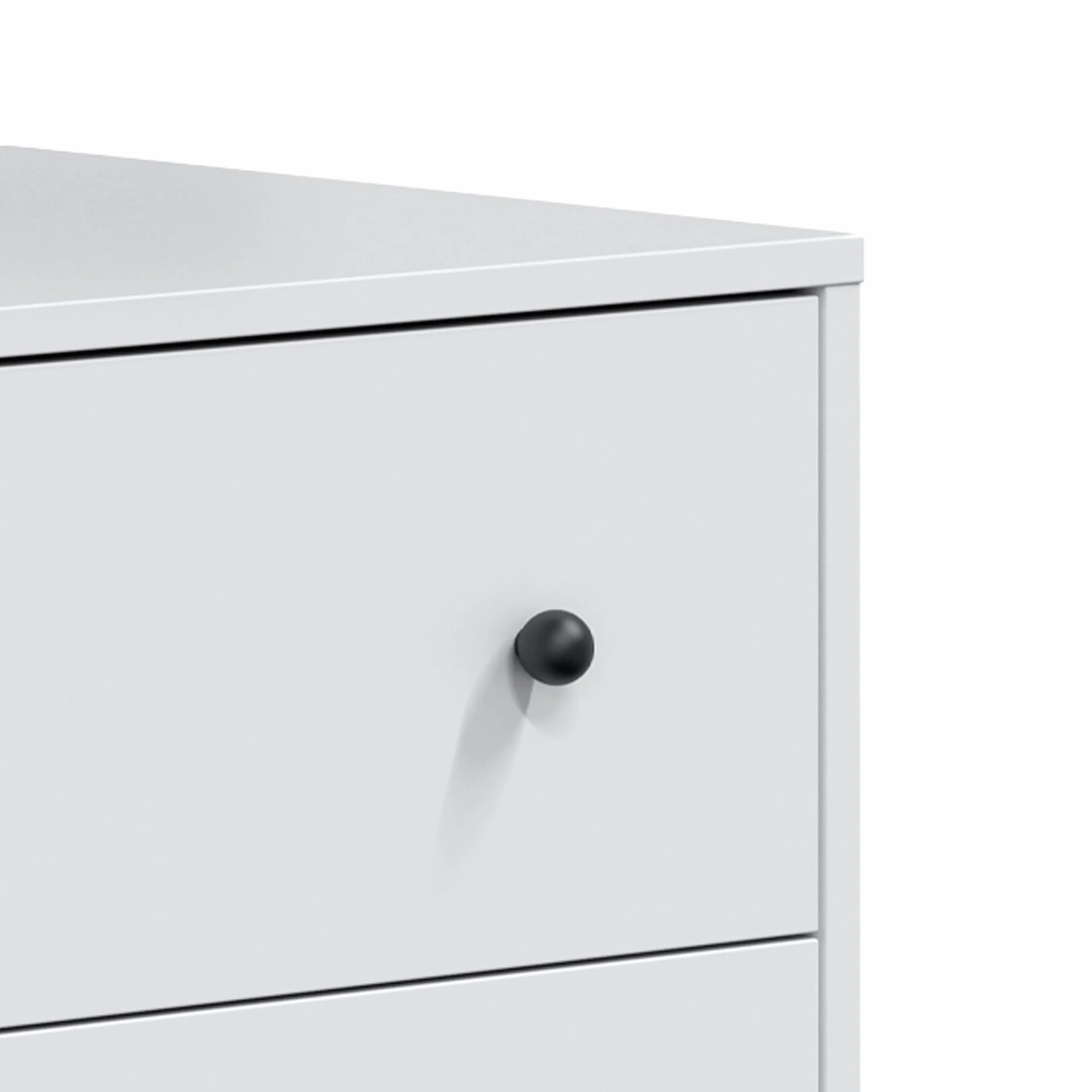 duehome | Comoda de 4 Cajones para Dormitorio, Cajonera Dormitorio, Modelo Iconic, Acabado en Blanco Artik y Negro, Medidas: 77,5 cm (Largo) x 95 cm (Alto) x 40 cm (Fondo)