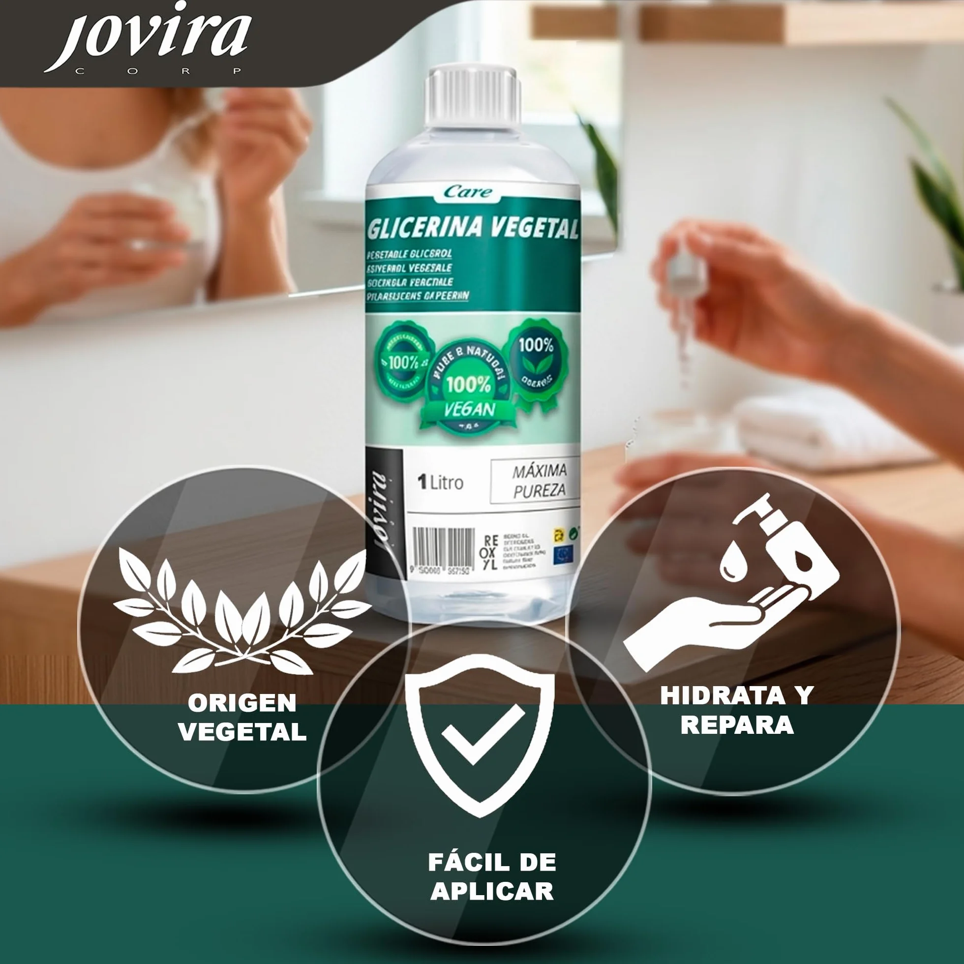1 L | Glicerina Vegetal Líquida | 1L | 99,5% Pura | Para Hacer Jabones y Cosmética Casera | Glicerina para Secar Flores | Ingrediente Vegetal Multiuso. (1 Litro)