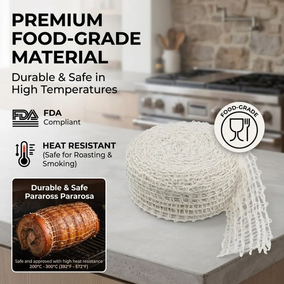 Red Elástica para Carne en Rollo 3M 18 Agujeros, Malla de Cocina para Asar y Ahumar