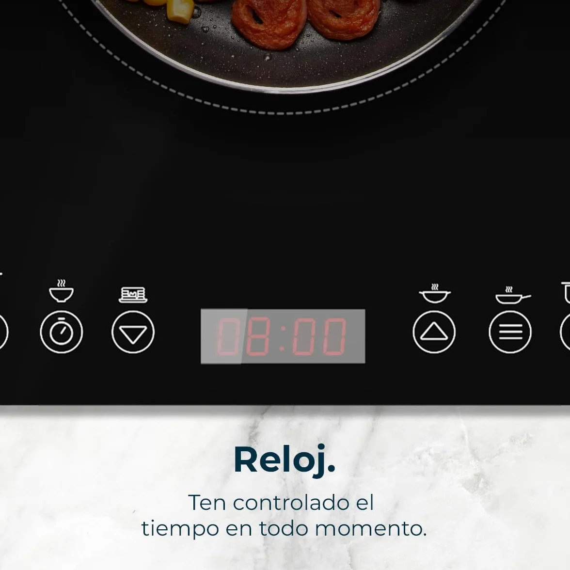 Cecotec Placa de Inducción Portátil 1 Fuego 2000W Full Magma Slim Display Táctil