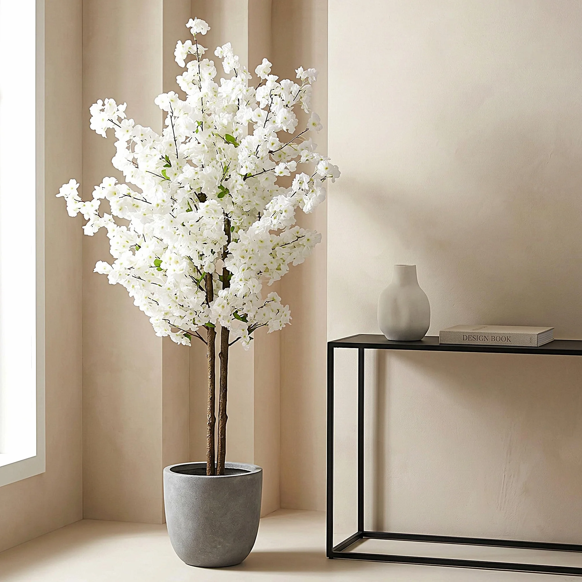 Árbol de Flor de Cerezo Artificial Planta Artificial de árbol de Cerezo Planta de Interior de árbol de Flor de Cerezo Artificial (Blanco 160 cm)
