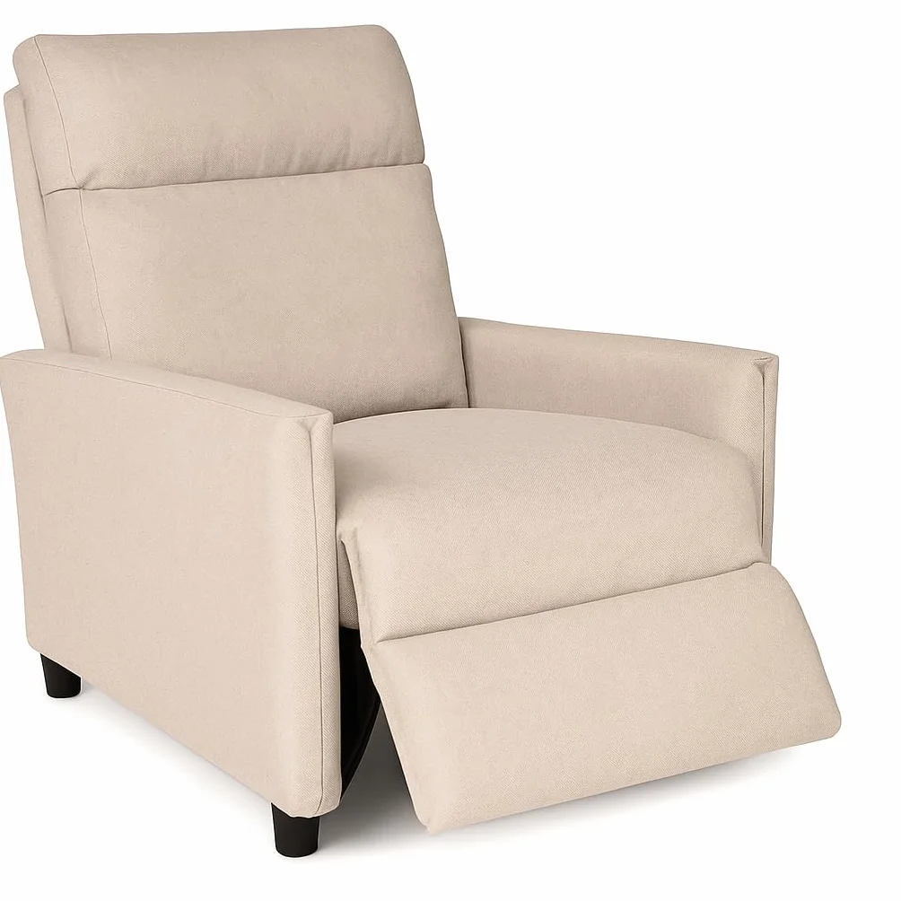 SHIITO | Sillón Reclinable Manual Duna JC, Tapizado en Tela Gris, Respaldo Alto con 3 Posiciones, 100 x 80 x 66 cm, para Salón y Dormitorio