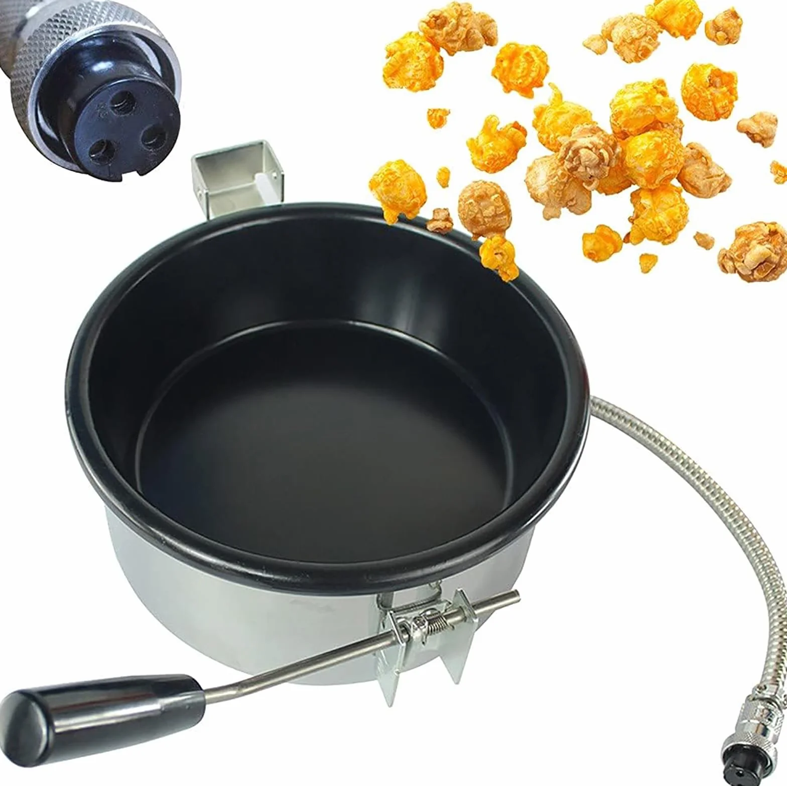 Máquina de Palomitas de Aire Caliente con Accesorios, Olla 230g, Sartén Antiadherente Anti-quemaduras, 3 Fori-15 mm