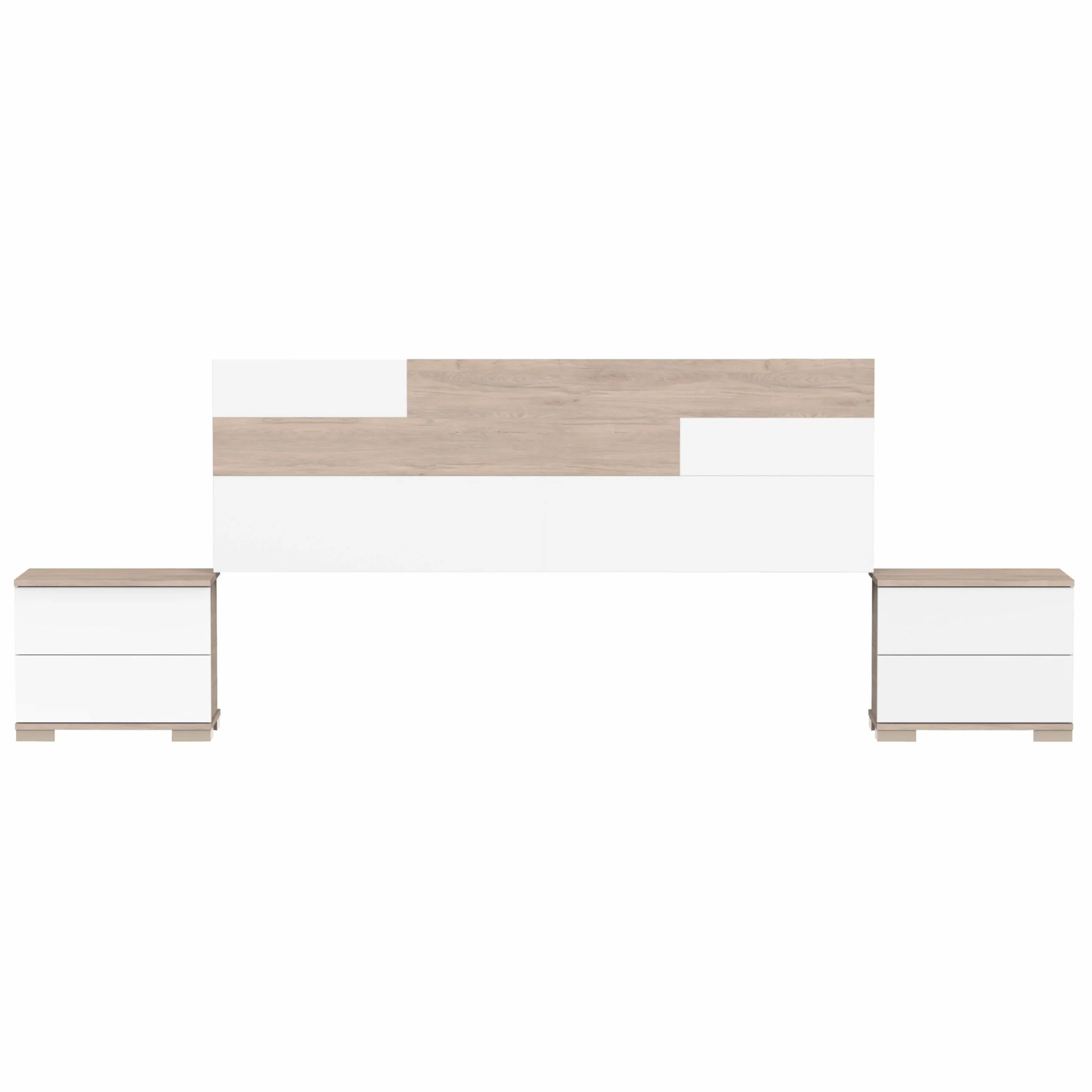 Miroytengo Pack Habitación Matrimonio Onix Blanco Y Roble Camas 150 cm (cabecero+mesitas+Armario)