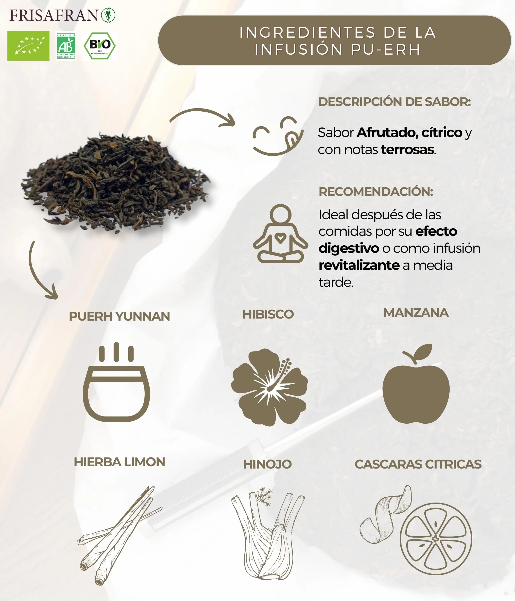 Té Rojo Pu Erh Ecológico 200g Adelgazante Diurético Digestivo Detox Quemagrasa