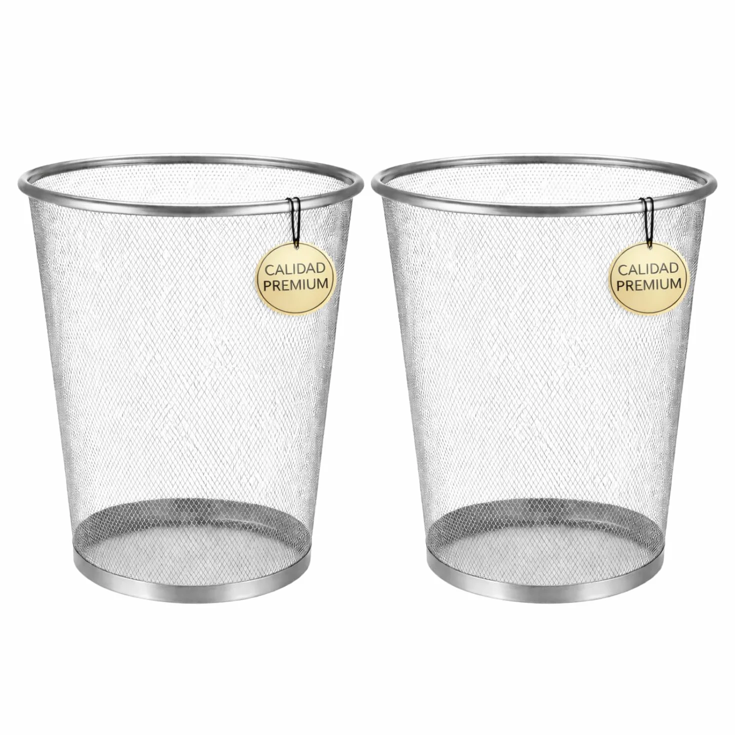 EUROXANTY Papelera malla metálica 27x24 cm 10 Litros Pack 2 Unidades Gris