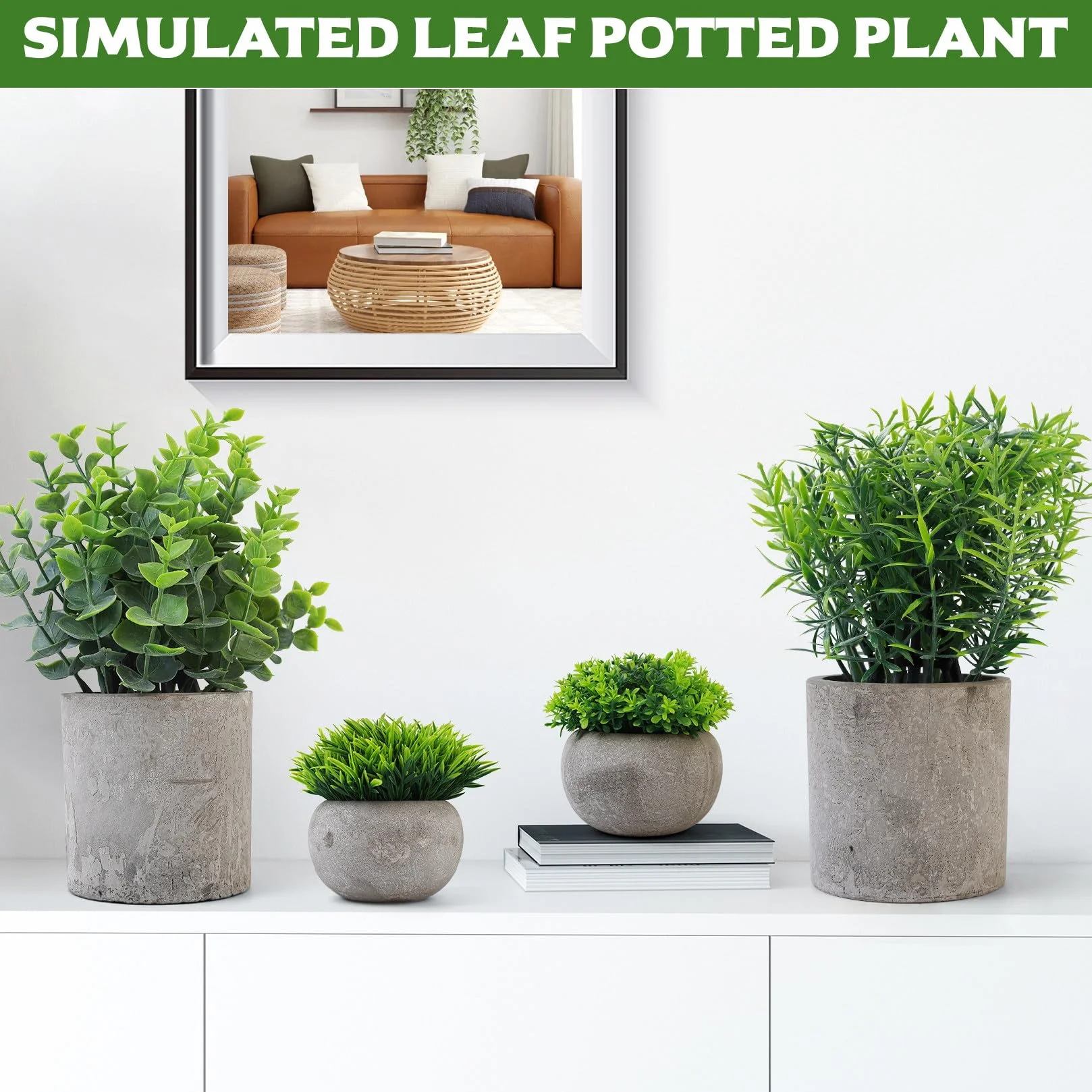4 Piezas Plantas Artificiales Decorativas Pequeñas, Planta Artificial de Plástico de Serpiente Suculentas, Macetas Artificiales Decoracion para Decoración Baño Hogar Cocina Dormitorio Oficina Casa
