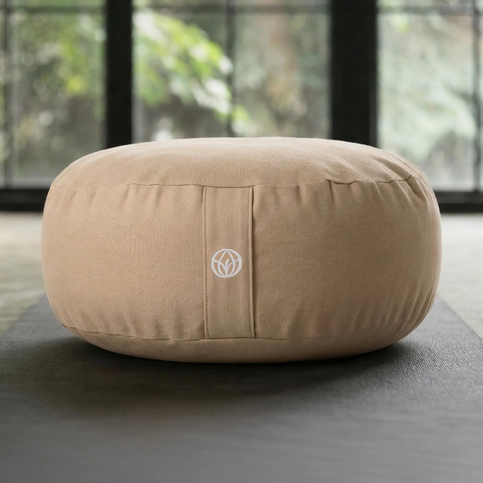 Cojín Yoga Meditación Redondo 29 cm 10 cm Plano 255 g Ligero Beige