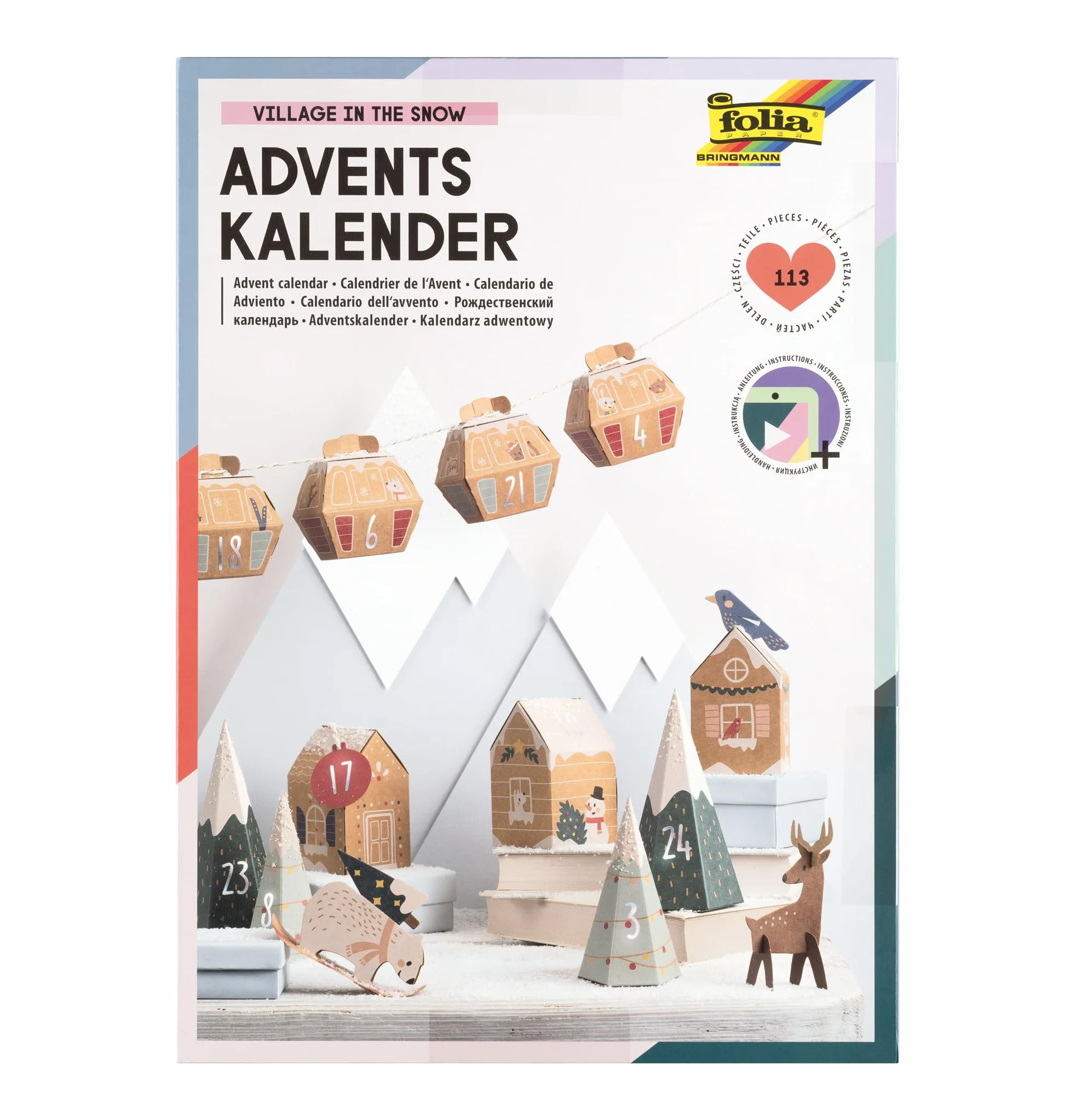 Set de Manualidades Calendario Adviento Pueblo Nieve 113 Piezas Bricolaje Ciudad